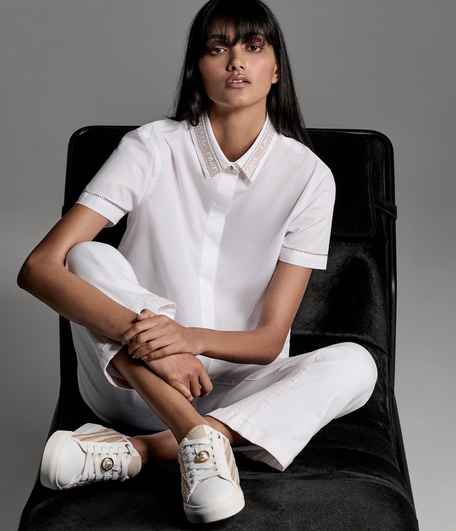 SHORT SLEEVE POPLIN SHIRT WITH EMBELLISHED TRIM VIEW 7 | Women's Tops & Sweaters SHORT SLEEVE POPLIN SHIRT WITH EMBELLISHED TRIM VIEW 7 | Women's Tops & Sweaters