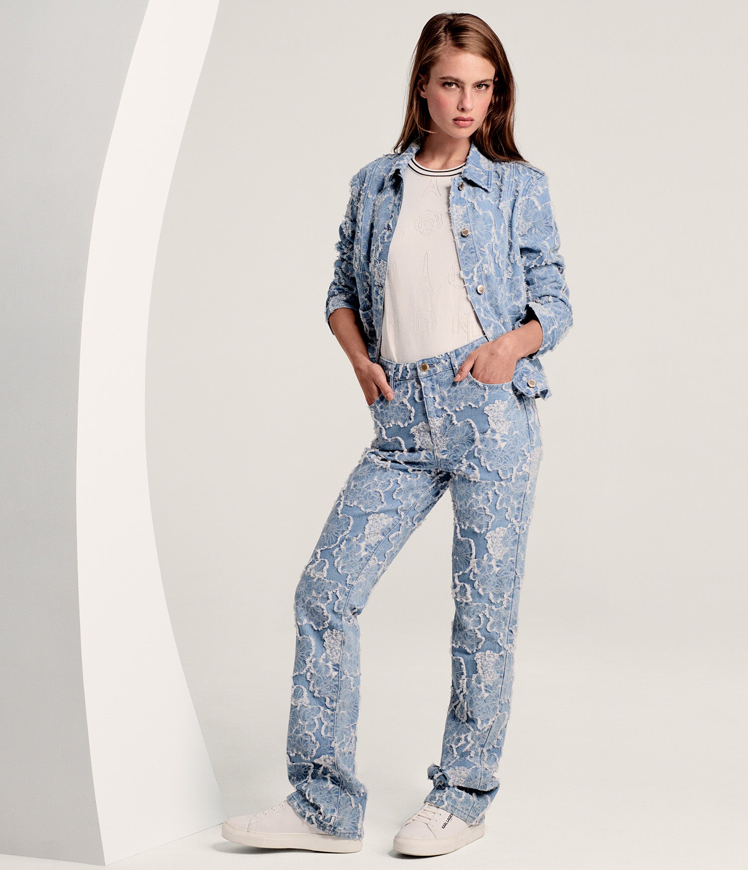 Floral Jacquard Denim Jacket | Jackets & Blazers | Karl Lagerfeld