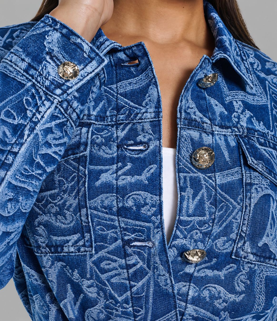 CO-ORD JACQUARD BELTED DENIM JACKET VIEW 8 | Women's Clothing CO-ORD JACQUARD BELTED DENIM JACKET VIEW 8 | Women's Clothing
