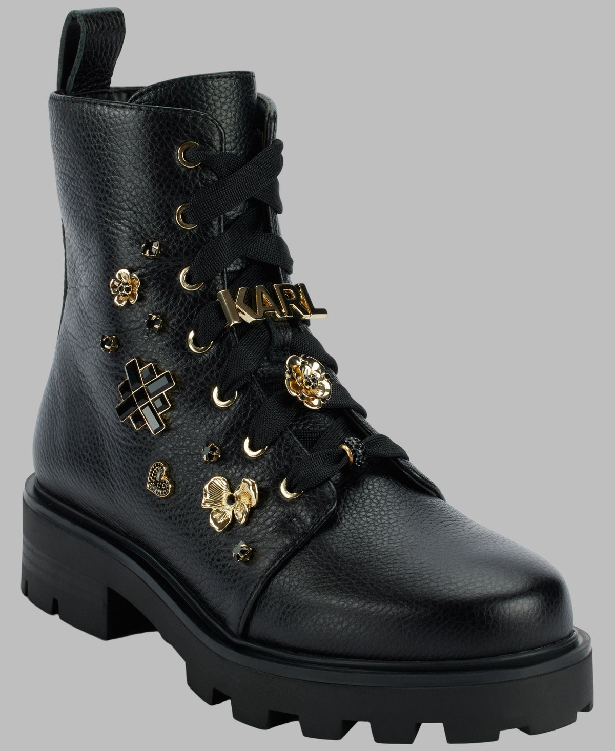 NWB Karl Lagerfeld Mixed Media Lug Sole Combat  Boots, Men\'s Size 12, Karl Lagerfeld Paris Men main image 2