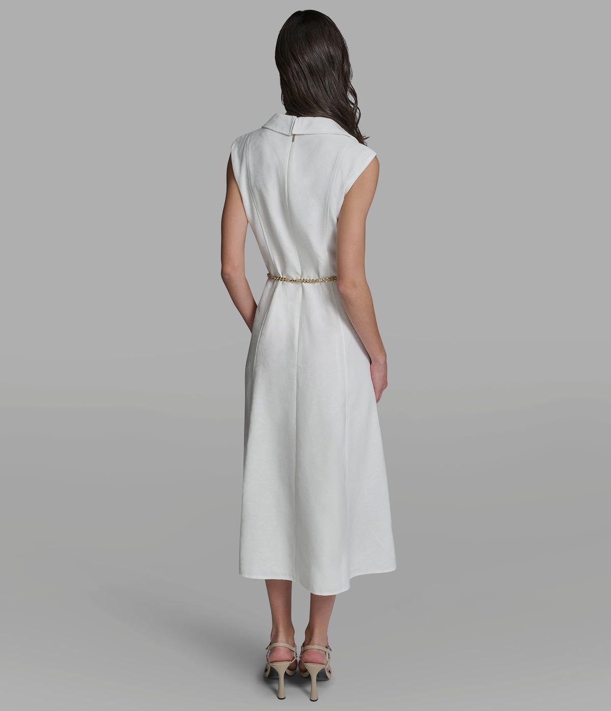 Women's Floral Jacquard Midi Shirt Dress | Soft White Women's Floral Jacquard Midi Shirt Dress | Soft White