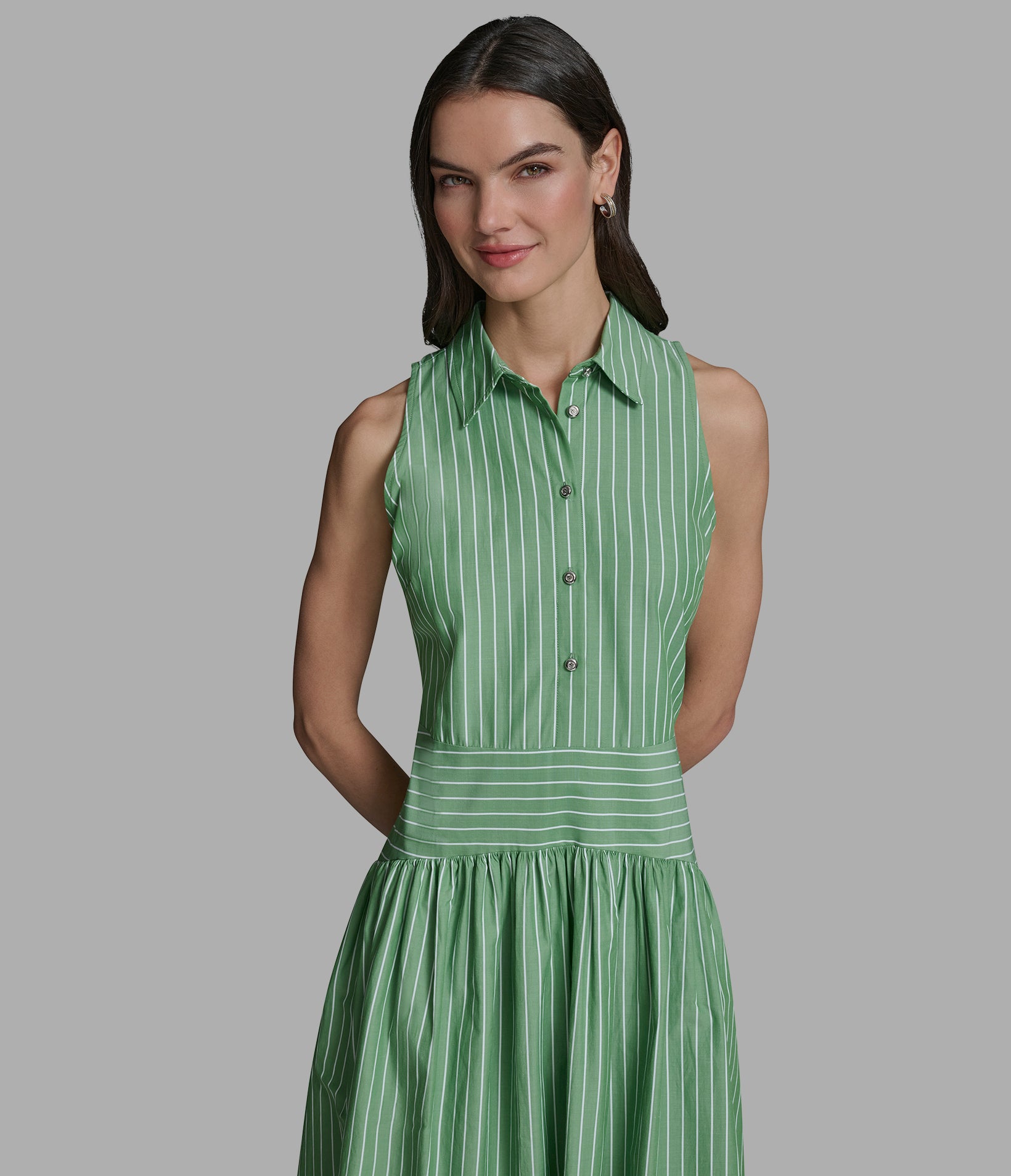SLEEVELESS STRIPED POPLIN SHIRT DRESS VIEW 4 | Women's Clothing SLEEVELESS STRIPED POPLIN SHIRT DRESS VIEW 4 | Women's Clothing