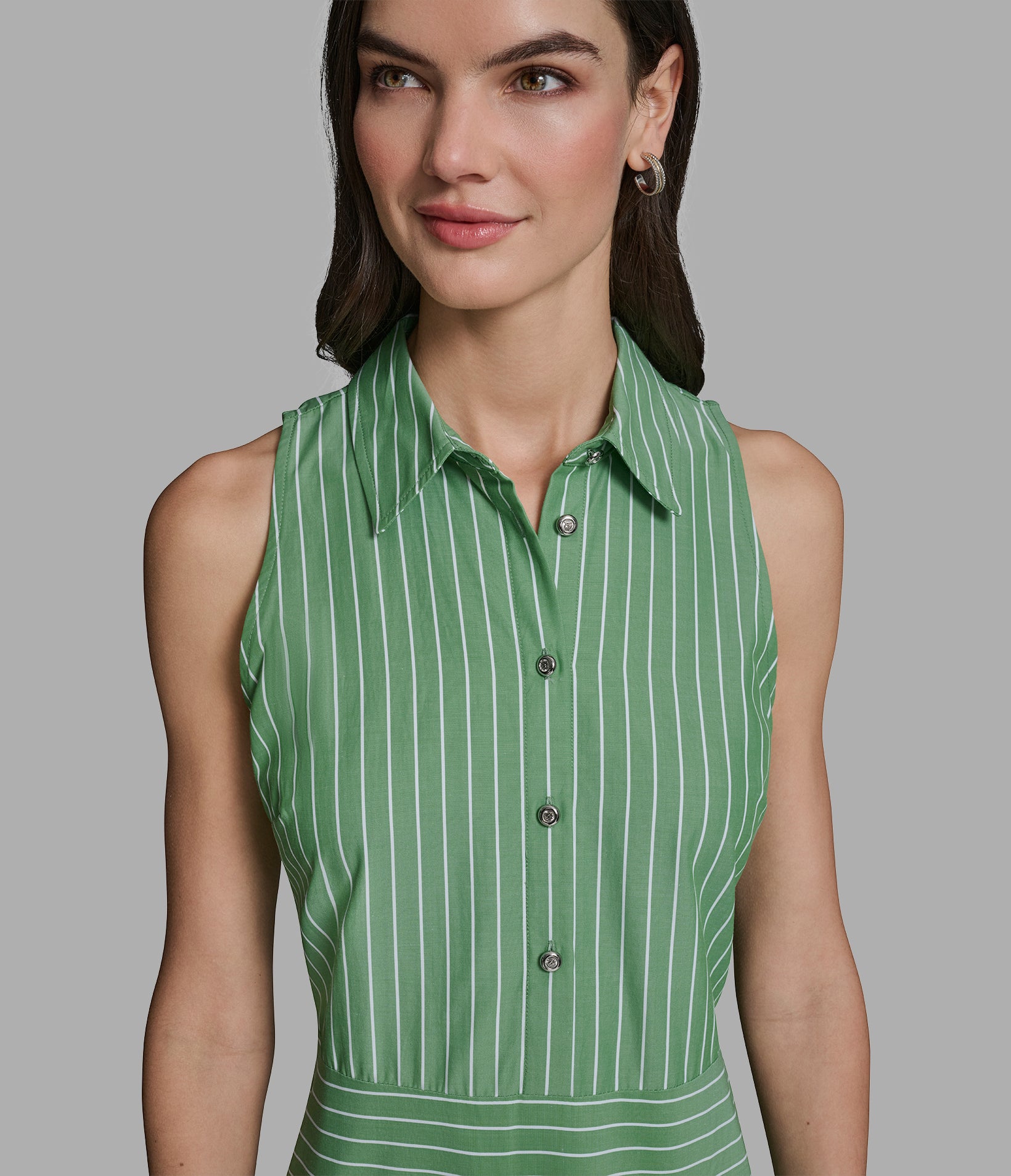 SLEEVELESS STRIPED POPLIN SHIRT DRESS VIEW 5 | Women's Clothing SLEEVELESS STRIPED POPLIN SHIRT DRESS VIEW 5 | Women's Clothing