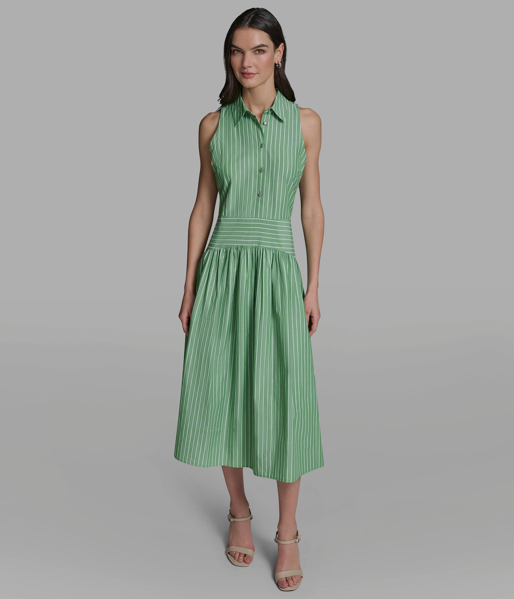 SLEEVELESS STRIPED POPLIN SHIRT DRESS VIEW 3 | Women's Clothing SLEEVELESS STRIPED POPLIN SHIRT DRESS VIEW 3 | Women's Clothing