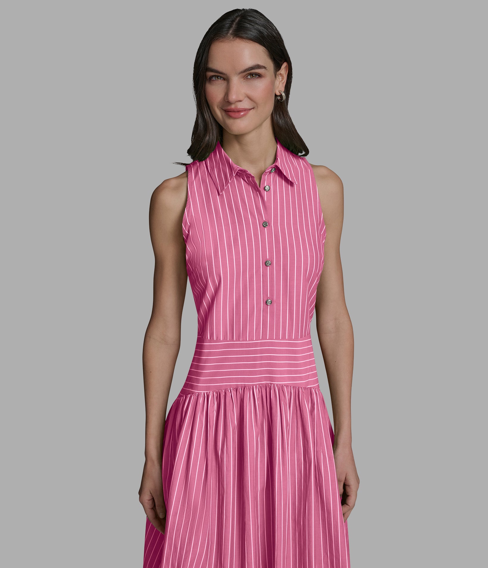 SLEEVELESS STRIPED POPLIN SHIRT DRESS VIEW 4 SLEEVELESS STRIPED POPLIN SHIRT DRESS VIEW 4