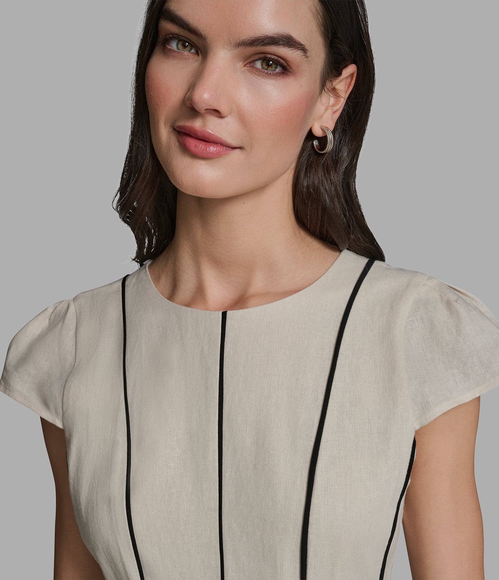 LINEN MIDI WITH CONTRAST SEAMING VIEW 5 | Women's Clothing LINEN MIDI WITH CONTRAST SEAMING VIEW 5 | Women's Clothing