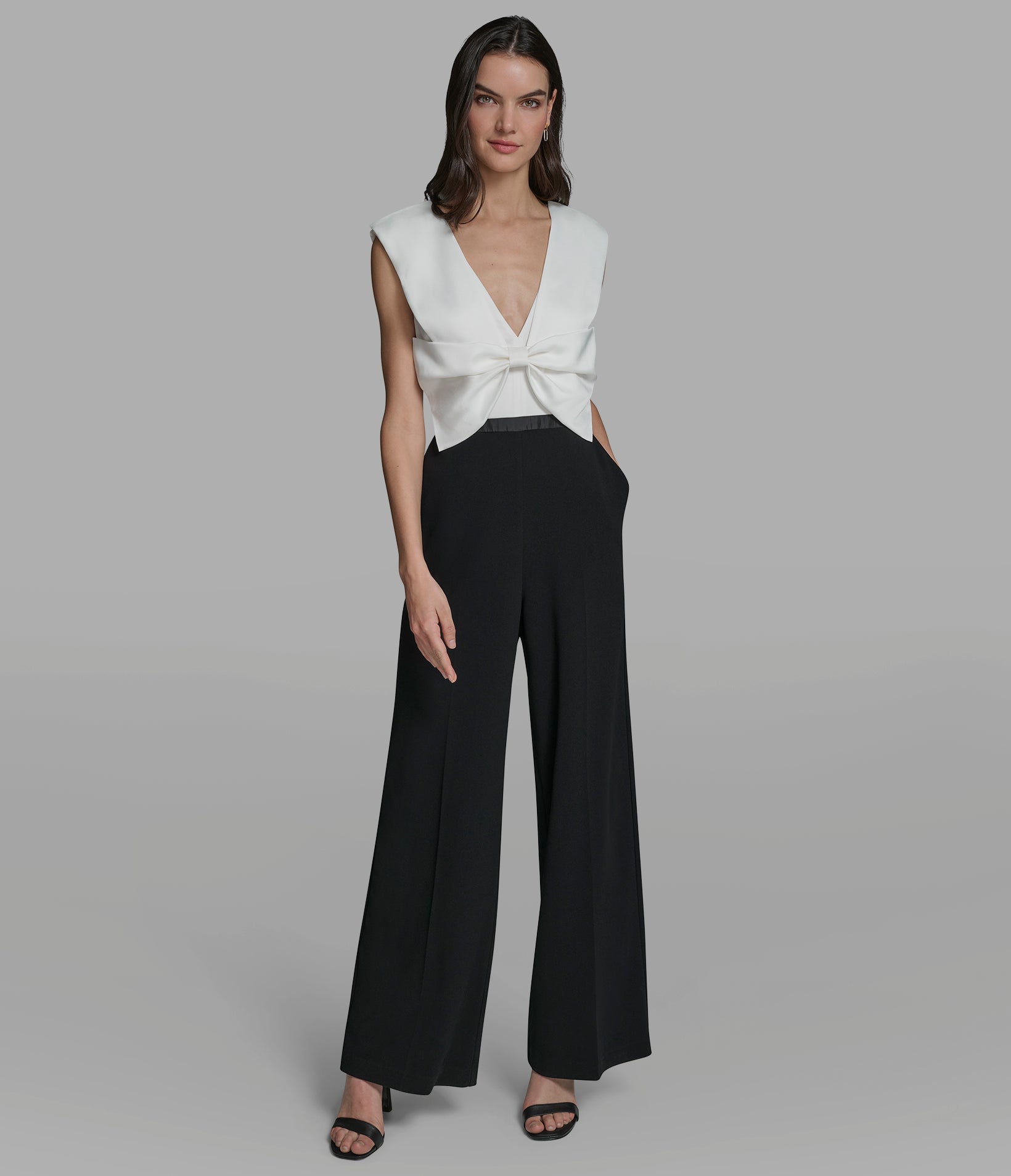 SATIN CREPE JUMPSUIT WITH FRONT BOW View 2 | New Women's Clothing SATIN CREPE JUMPSUIT WITH FRONT BOW View 2 | New Women's Clothing