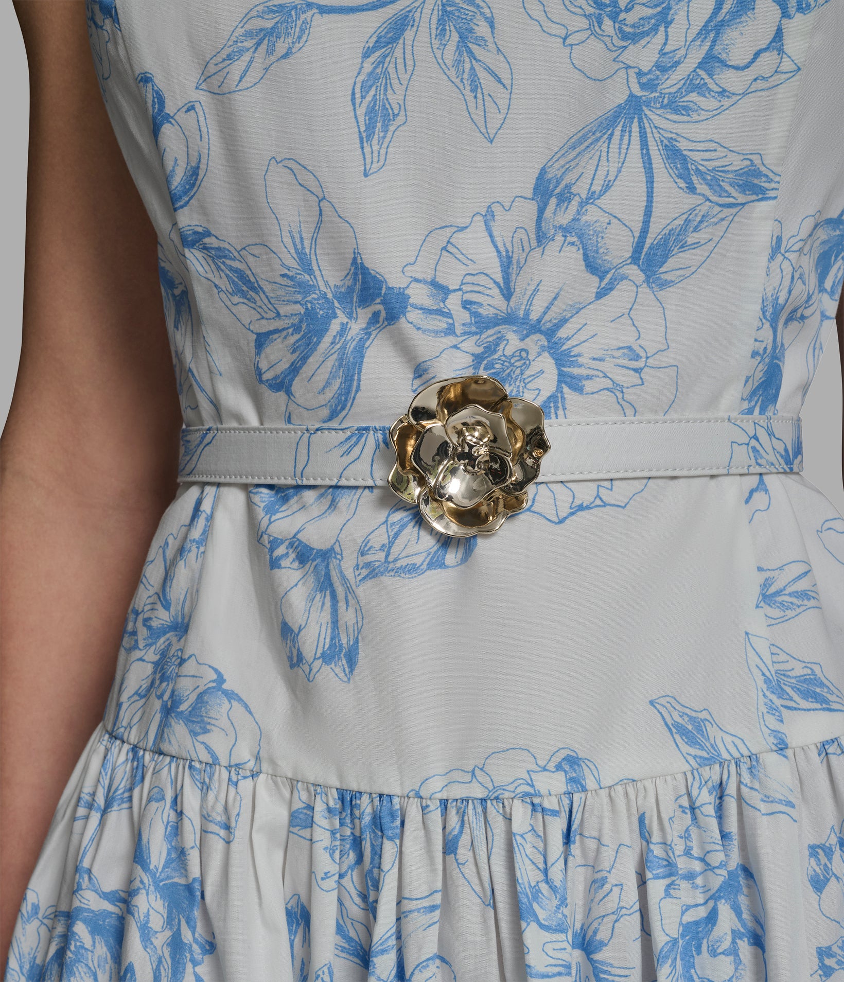 FLORAL MIDI DRESS WITH ROSE BELT VIEW 5 | Women's Clothing FLORAL MIDI DRESS WITH ROSE BELT VIEW 5 | Women's Clothing