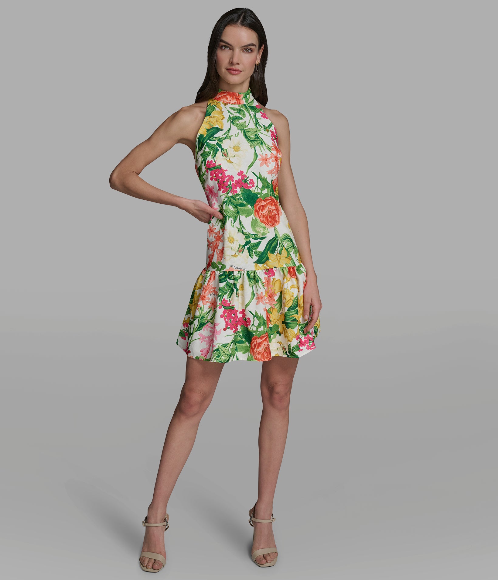 FLORAL HALTER DRESS WITH DROP WAIST VIEW 4 | Women's Clothing FLORAL HALTER DRESS WITH DROP WAIST VIEW 4 | Women's Clothing