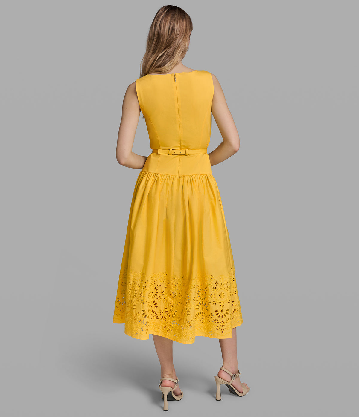 Karl Lagerfeld Paris Women's Embroidered Drop Waist Midi Dress - Canary Yellow - Size 6 Karl Lagerfeld Paris Women's Embroidered Drop Waist Midi Dress - Canary Yellow - Size 6
