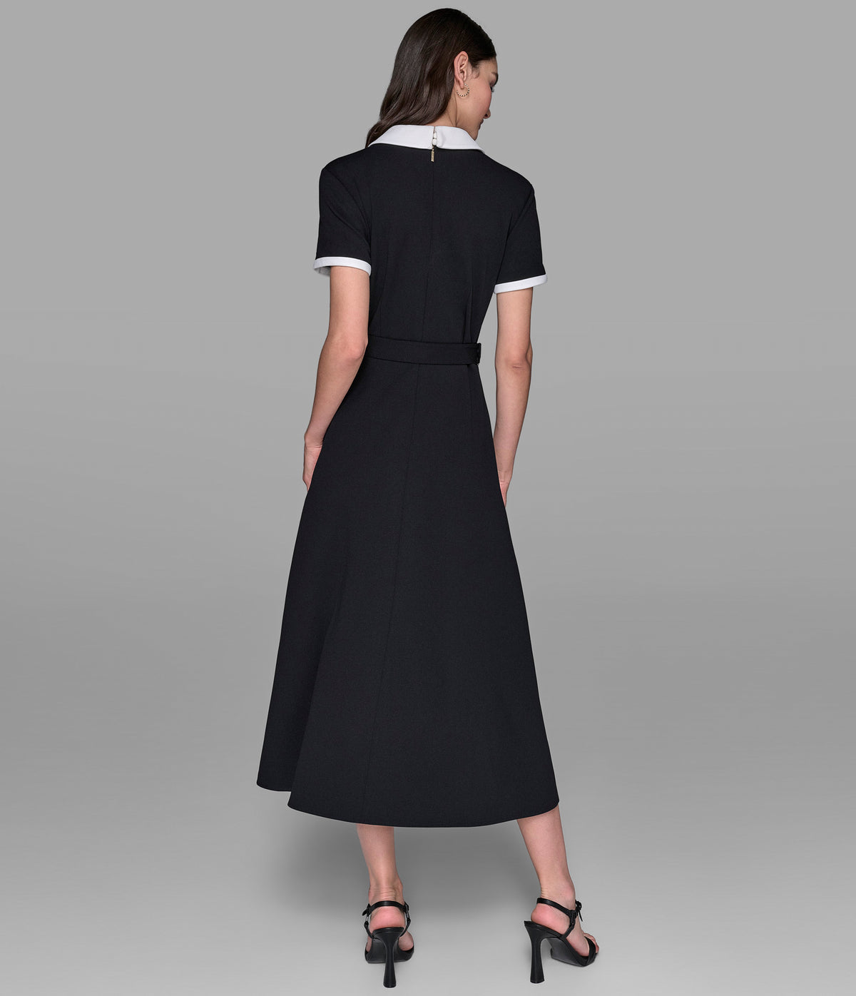 black with white trim dress Karl Lagerfeld Women's Scuba Midi - Baxter brings a sophisticated Sihouette_Tiered/Layered Color:Sangria Multi Moana Birthday Dress, Orange