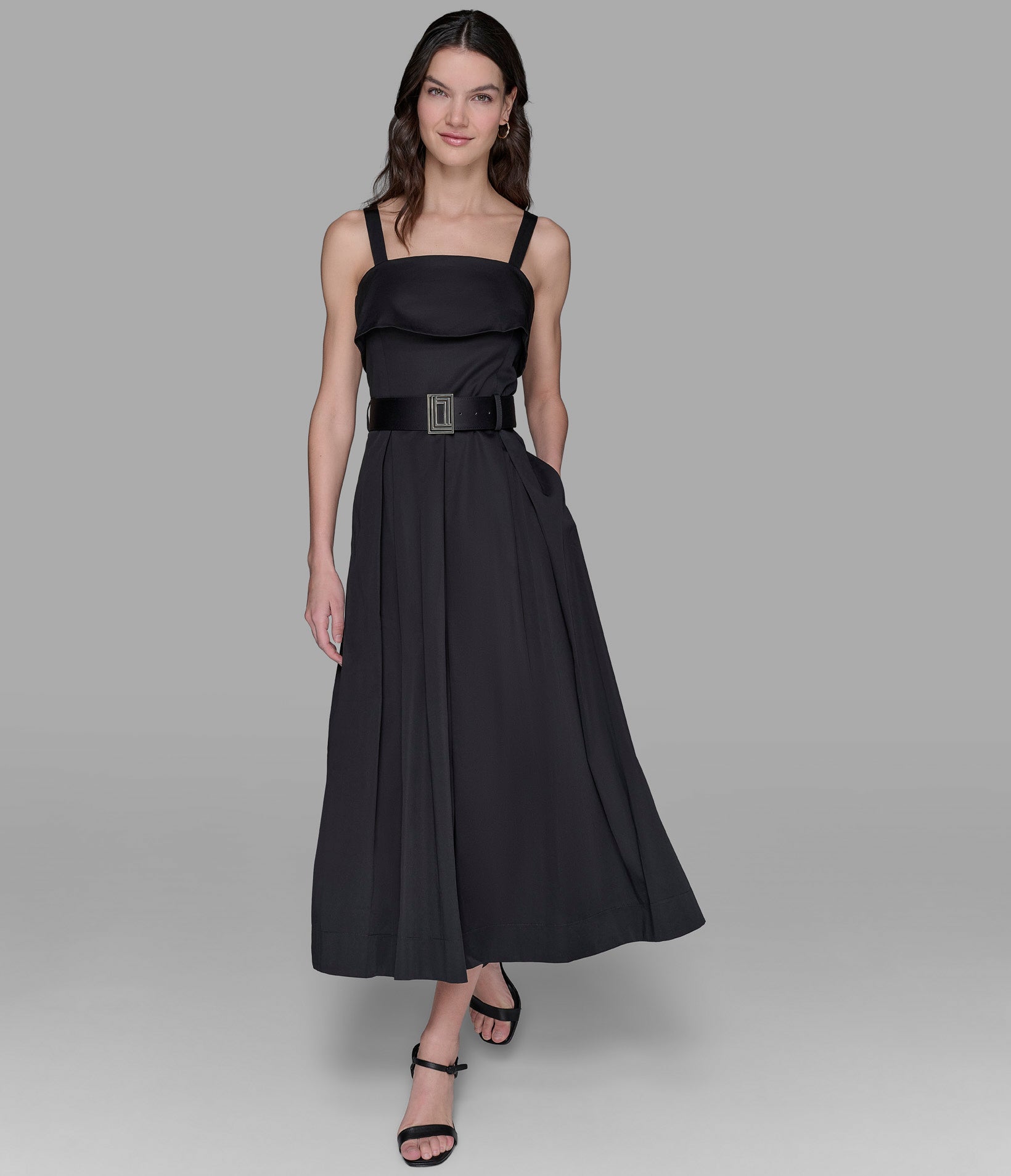 BELTED MIDI DRESS VIEW 1 BELTED MIDI DRESS VIEW 1