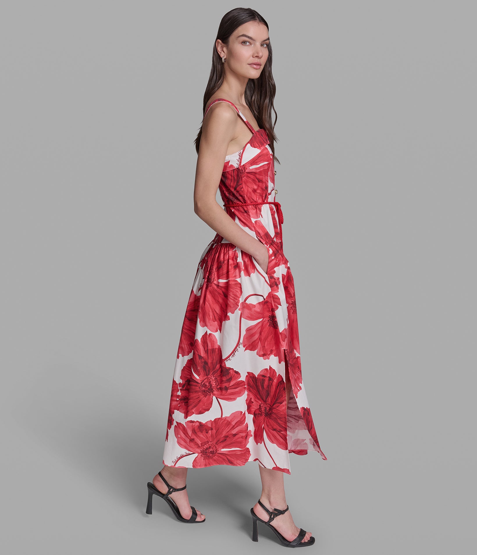 SLEEVELESS SIGNATURE FLORAL MIDI DRESS VIEW 4 | WOMEN'S FALL COLLECTION SLEEVELESS SIGNATURE FLORAL MIDI DRESS VIEW 4 | WOMEN'S FALL COLLECTION