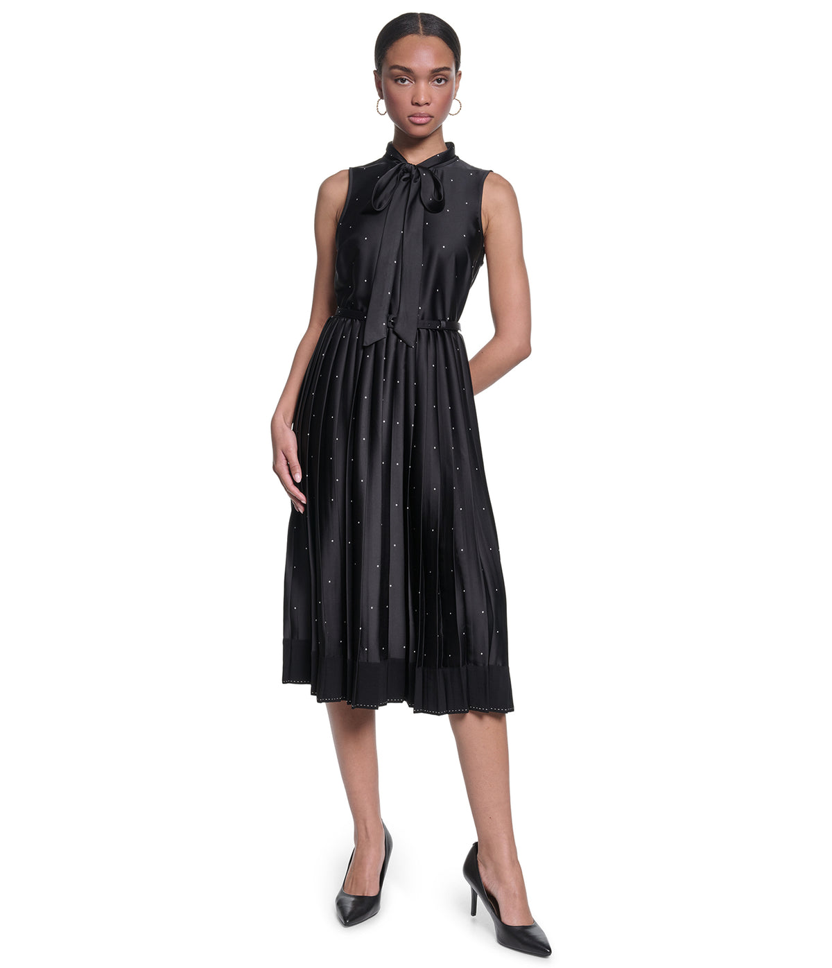 SATIN POLKA DOT BOW MIDI DRESS VIEW 6 SATIN POLKA DOT BOW MIDI DRESS VIEW 6