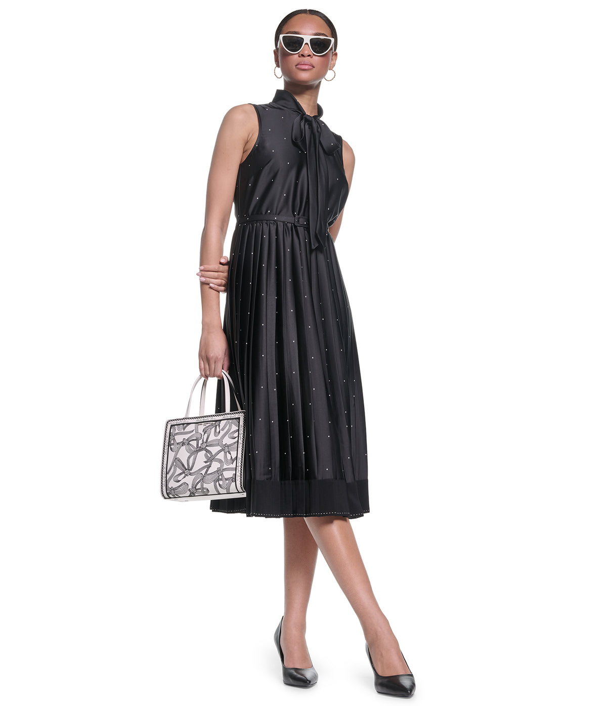 SATIN POLKA DOT BOW MIDI DRESS VIEW 5 SATIN POLKA DOT BOW MIDI DRESS VIEW 5