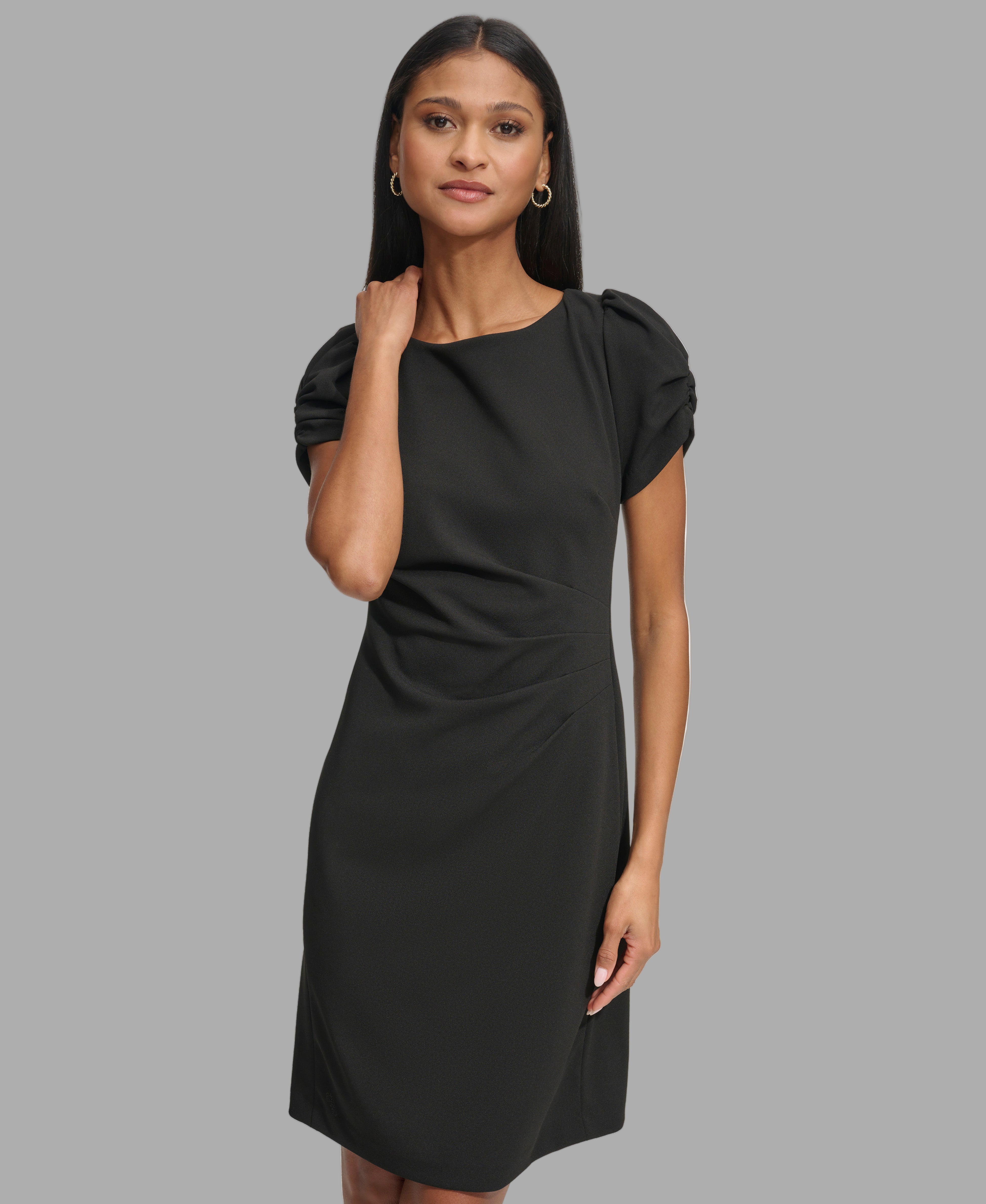 ROUCHED SHEATH DRESS WITH PUFF SLEEVES View 1 | Women's Clothing ROUCHED SHEATH DRESS WITH PUFF SLEEVES View 1 | Women's Clothing