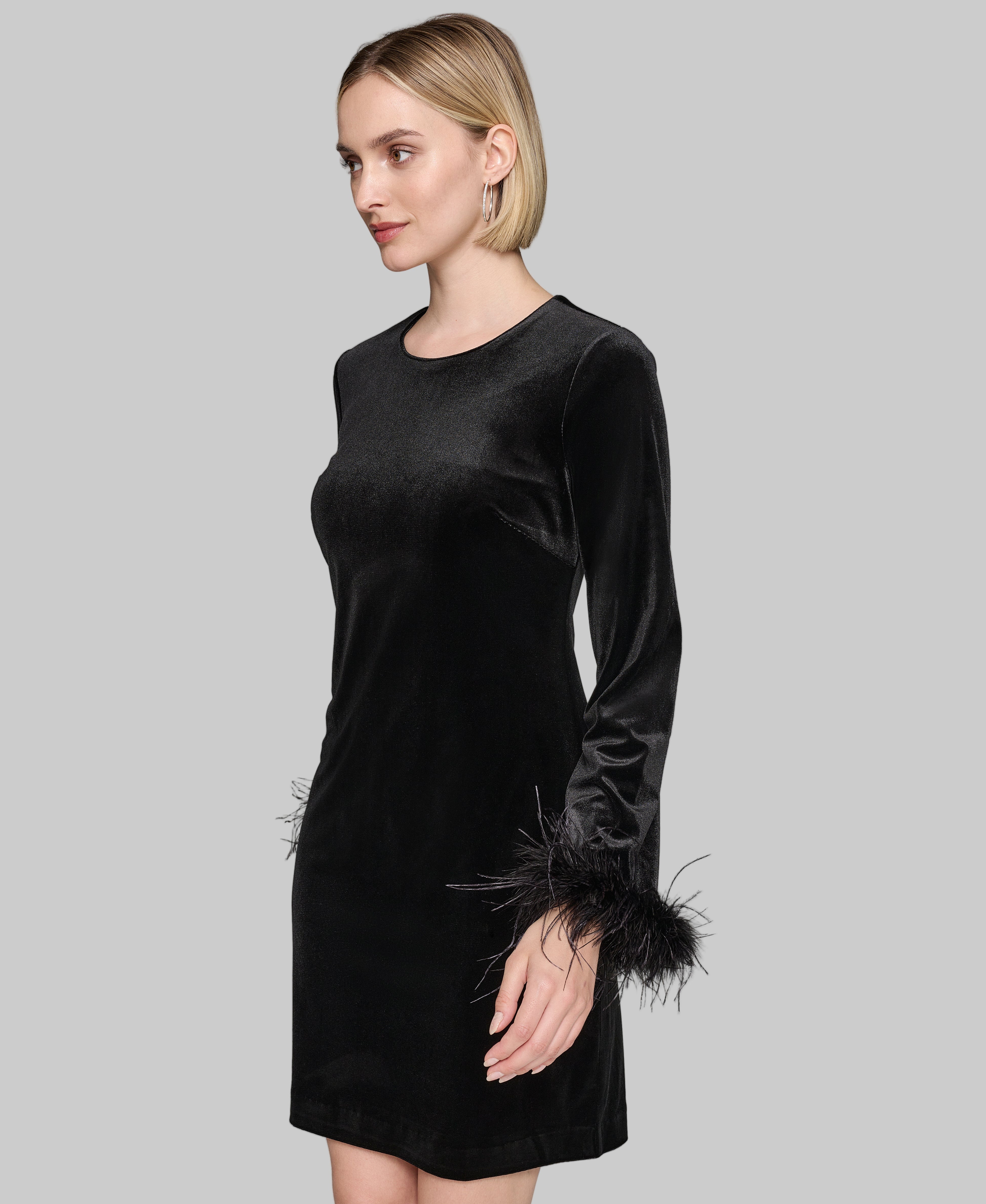 LONG SLEEVE VELVET SHEATH DRESS VIEW 3 | Women's Clothing LONG SLEEVE VELVET SHEATH DRESS VIEW 3 | Women's Clothing