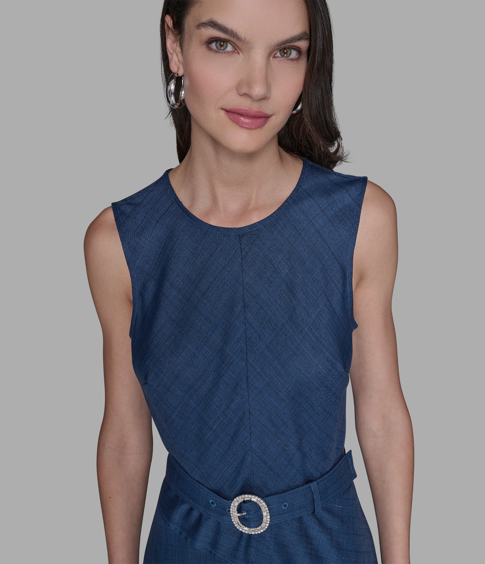 BELTED PINSTRIPE DENIM MIDI DRESS VIEW 5 | Women's Clothing BELTED PINSTRIPE DENIM MIDI DRESS VIEW 5 | Women's Clothing