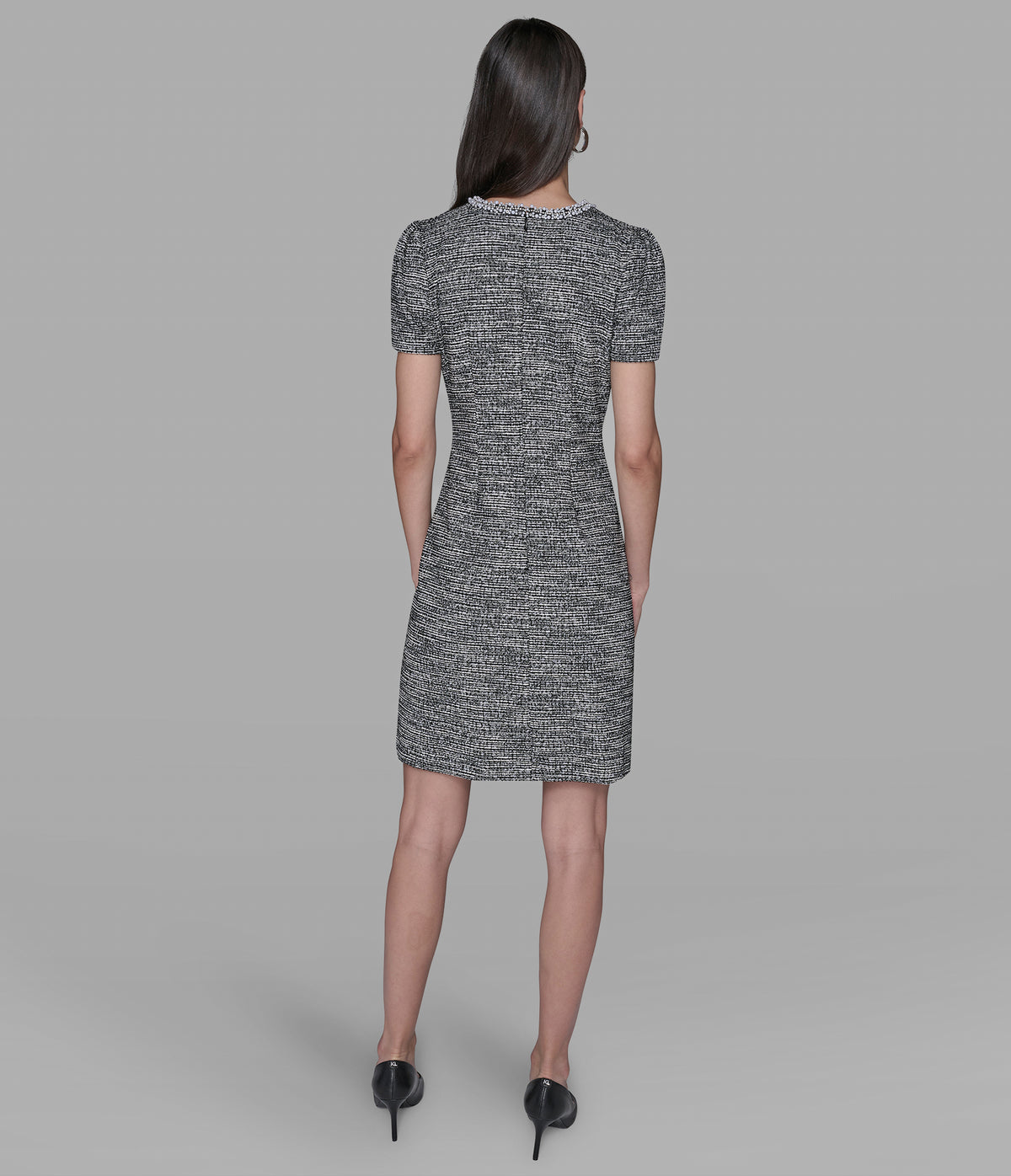 Knit Tweed Shift With Pearl Trim Dresses Jumpsuits Karl