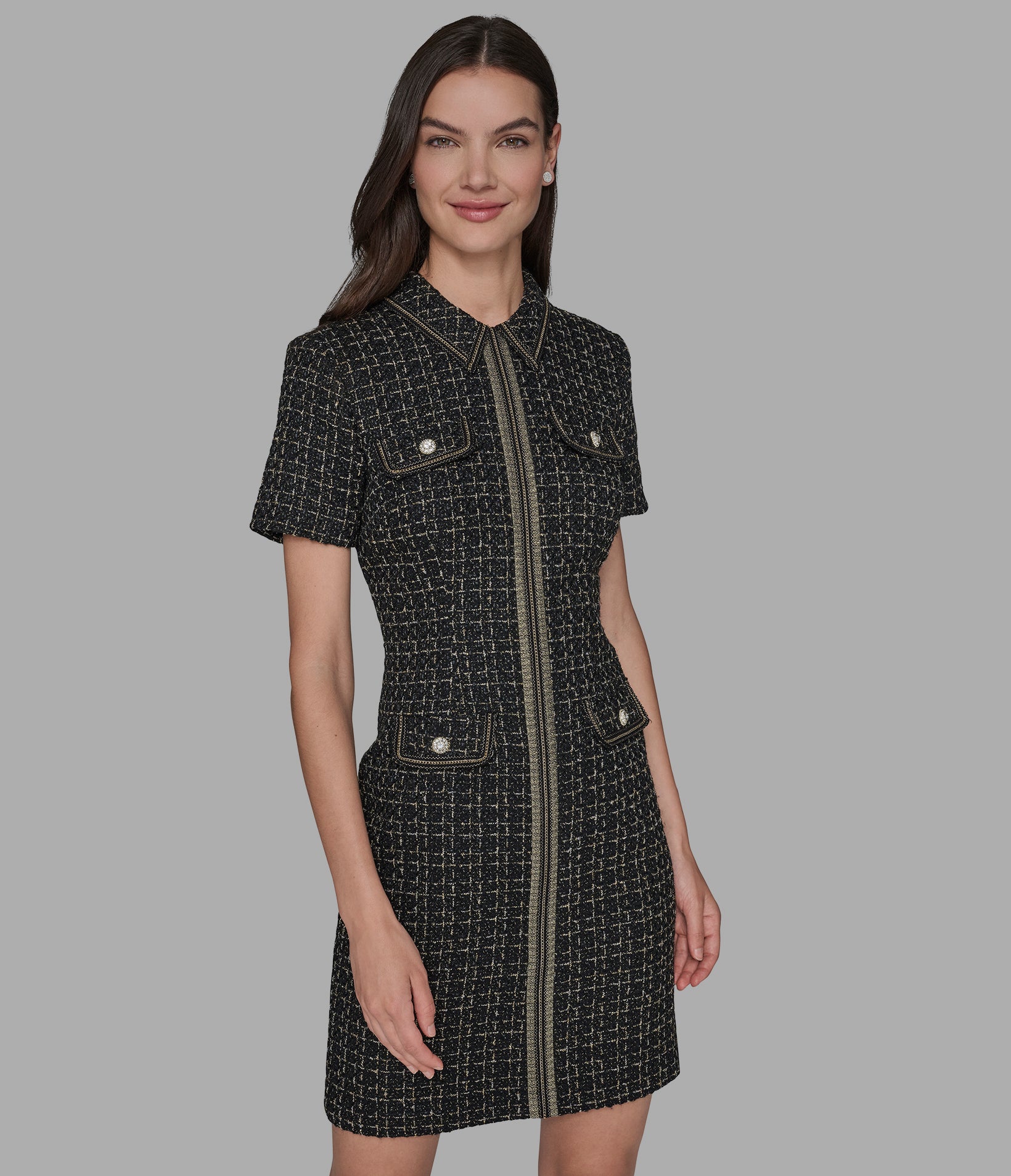 METALLIC TWEED MINI POLO DRESS VIEW 4 METALLIC TWEED MINI POLO DRESS VIEW 4