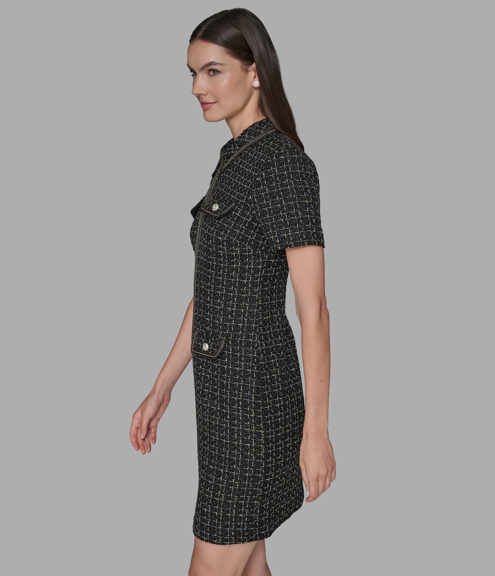 METALLIC TWEED MINI POLO DRESS VIEW 3 METALLIC TWEED MINI POLO DRESS VIEW 3
