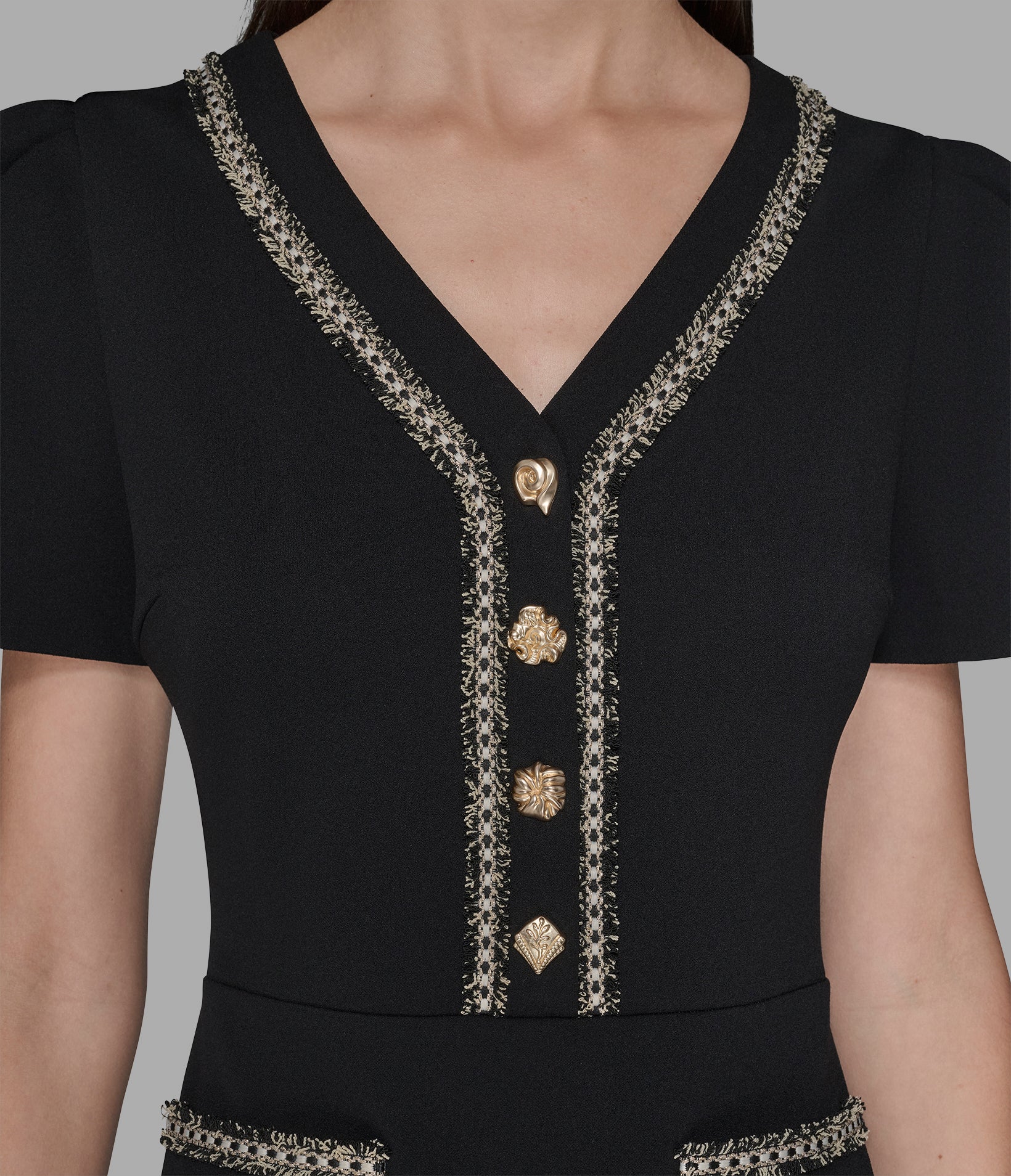 TWEED-TRIMMED PLEATED DRESS VIEW 5 | Women's Clothing TWEED-TRIMMED PLEATED DRESS VIEW 5 | Women's Clothing