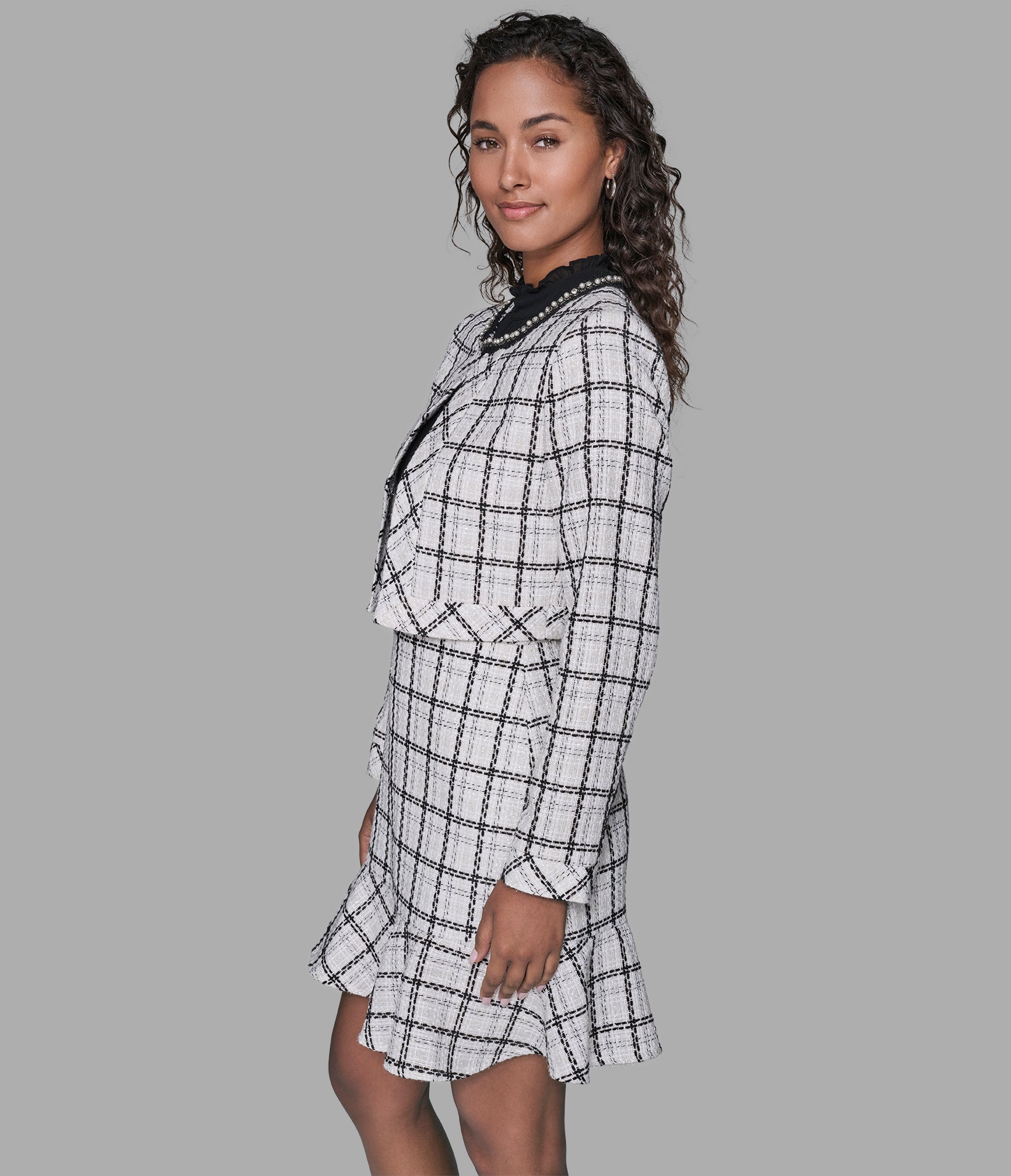 Karl Lagerfeld - 美品 KARL LAGERFELD ドット柄 4B テーラードジャケット Plaid Tweed Co Ord Jacket | Jackets & Blazers | Karl Lagerfeld Paris