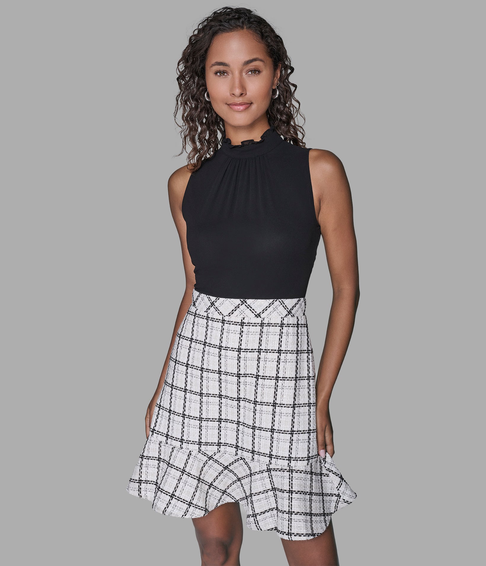 PLAID TWEED SKIRT DRESS VIEW 4 | WOMEN'S FALL COLLECTION PLAID TWEED SKIRT DRESS VIEW 4 | WOMEN'S FALL COLLECTION