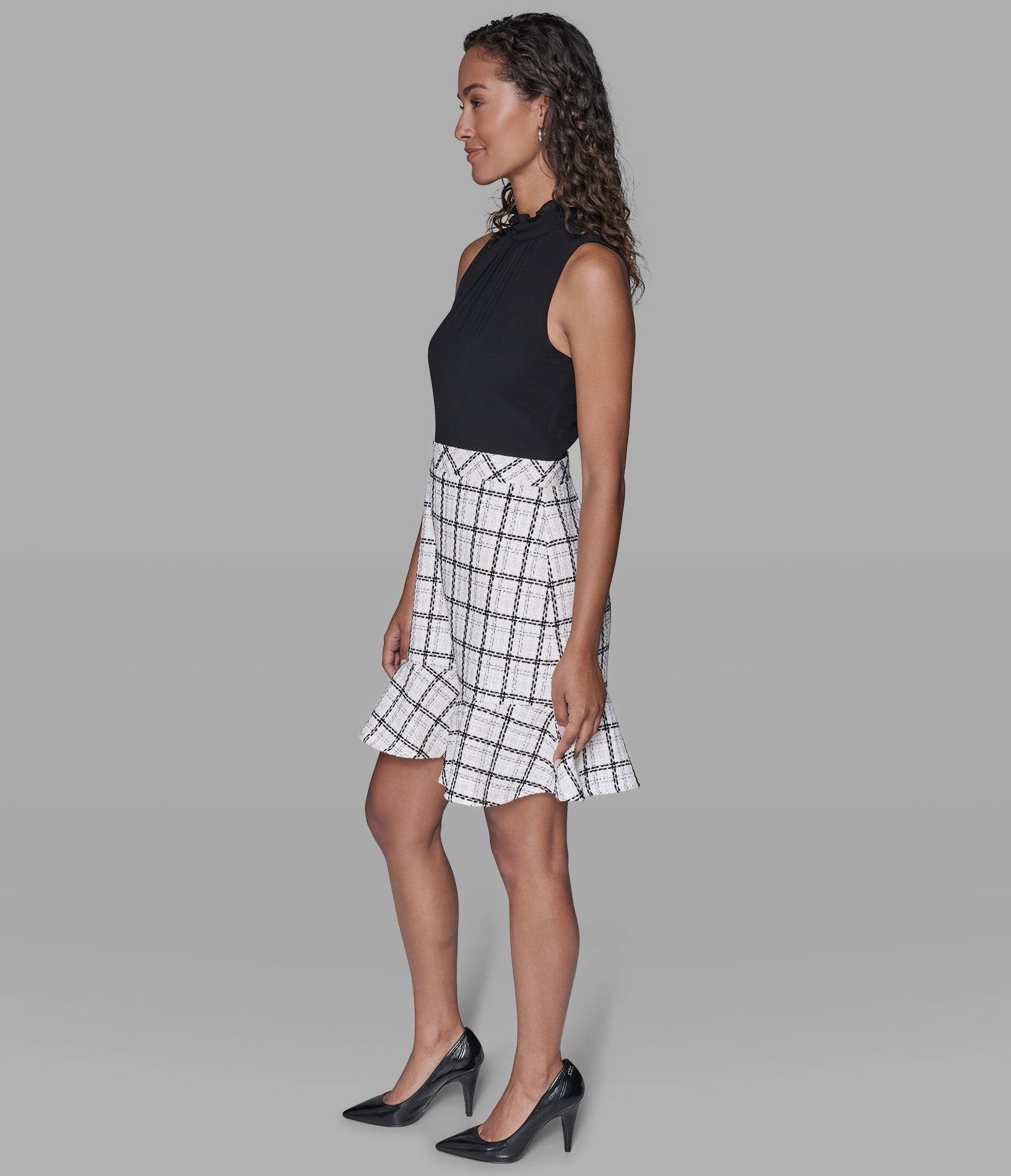 PLAID TWEED SKIRT DRESS VIEW 3 | WOMEN'S FALL COLLECTION PLAID TWEED SKIRT DRESS VIEW 3 | WOMEN'S FALL COLLECTION