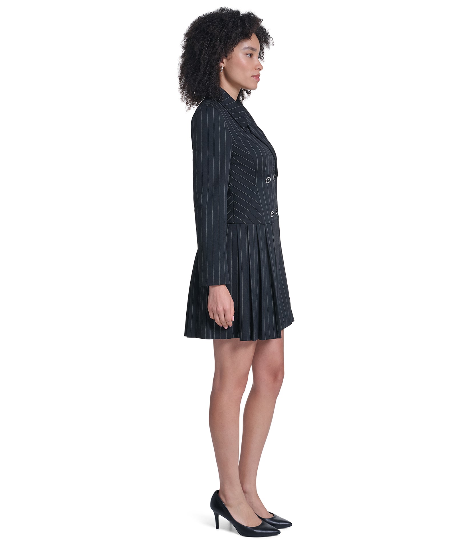 PINSTRIPE BLAZER DRESS VIEW 3 PINSTRIPE BLAZER DRESS VIEW 3