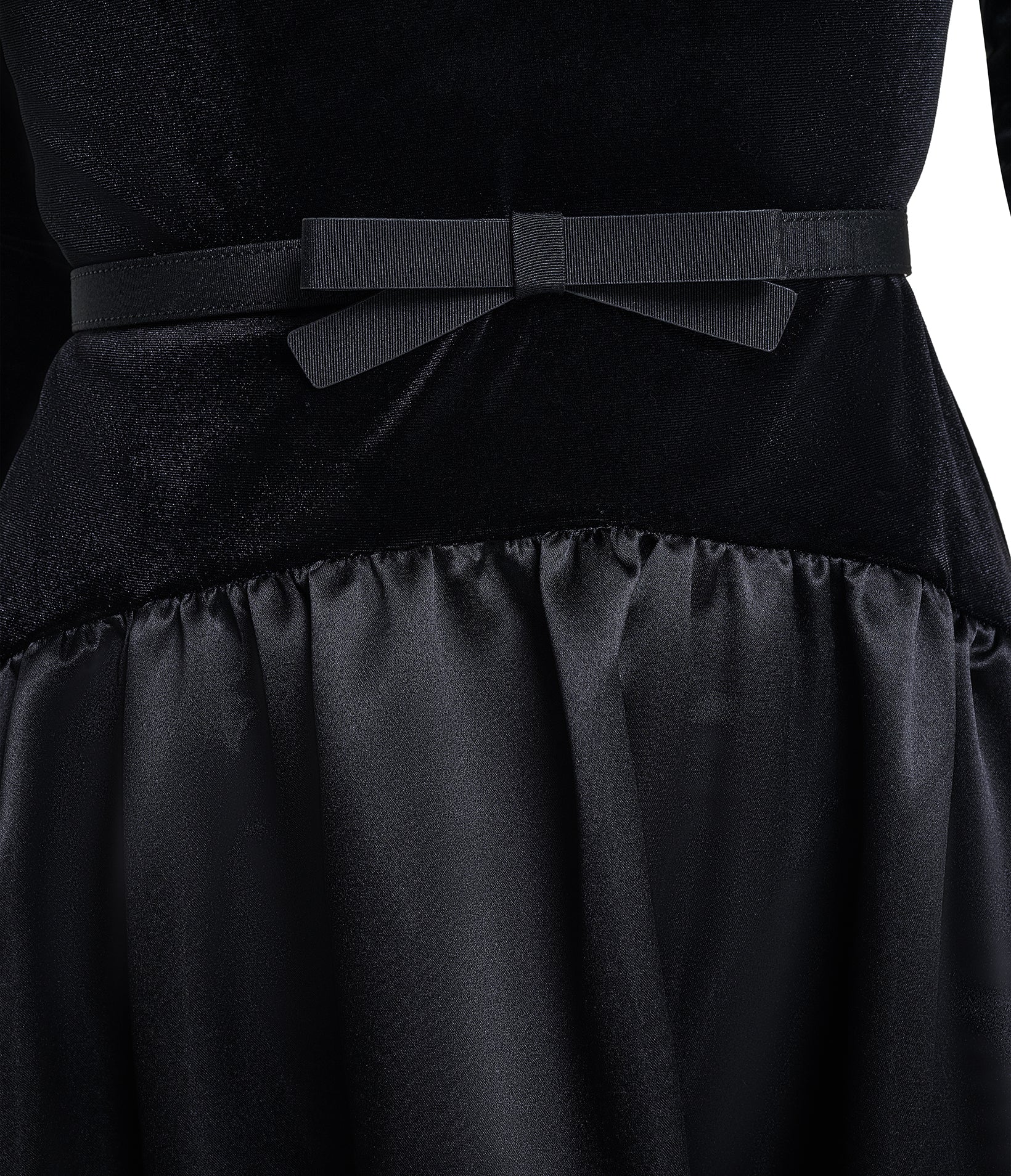 DROPWAIST SATIN STRETCH VELVET MIDI DRESS VIEW 6 DROPWAIST SATIN STRETCH VELVET MIDI DRESS VIEW 6