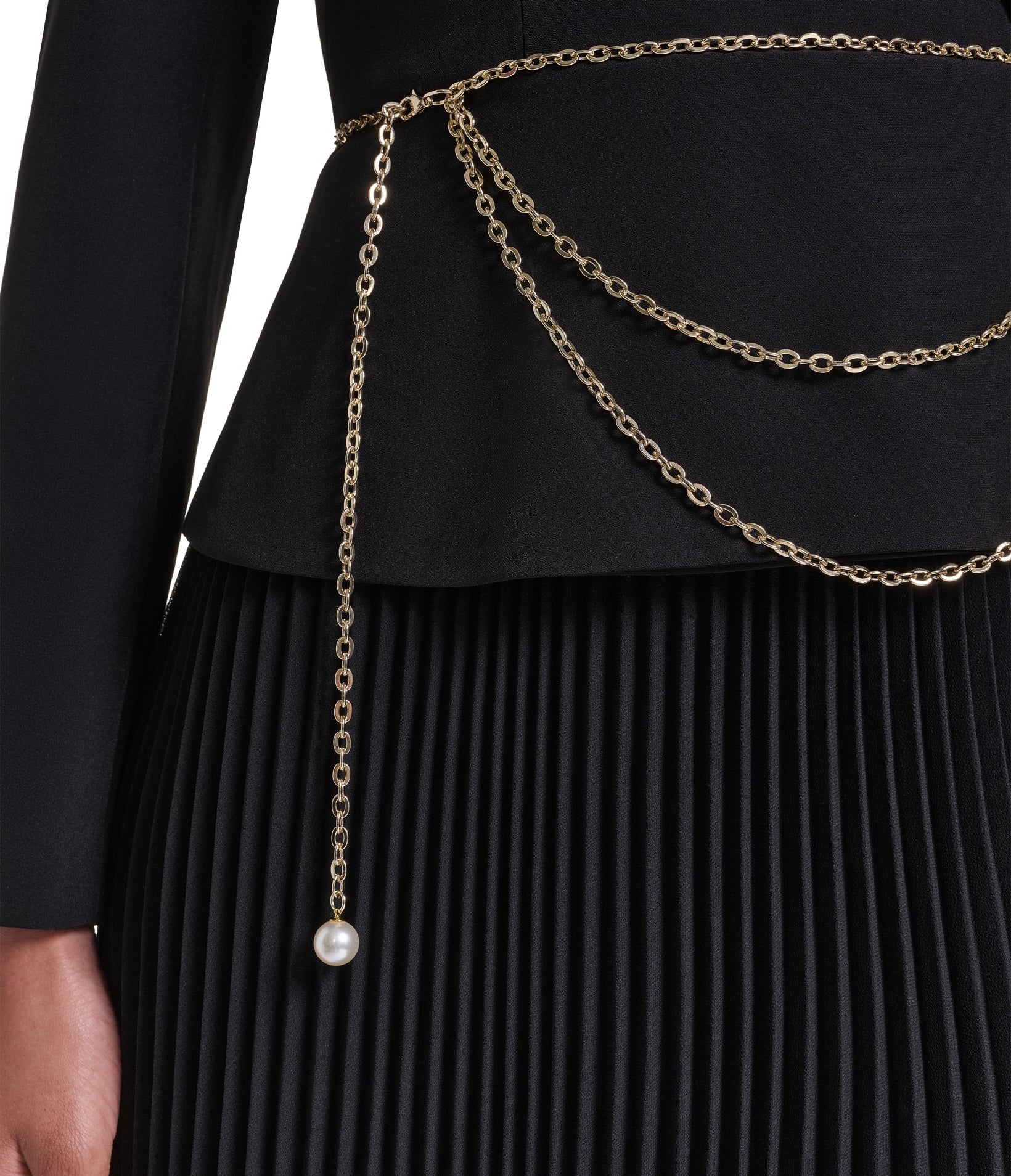 CREPE JACKET GOWN WITH SUNBURST PLEATED CHIFFON SKIRT VIEW 7 CREPE JACKET GOWN WITH SUNBURST PLEATED CHIFFON SKIRT VIEW 7