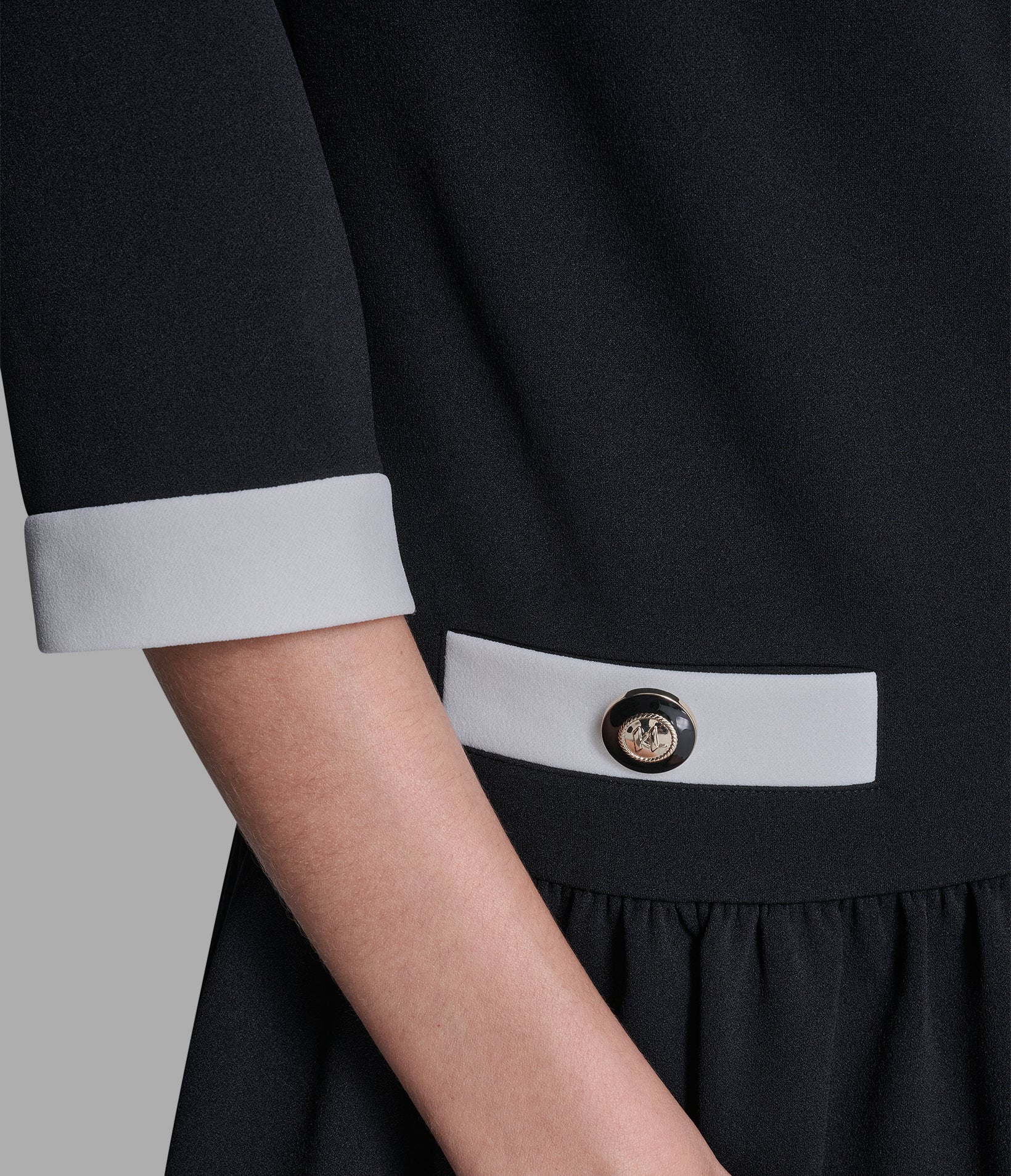 SCUBA CREPE A-LINE DRESS WITH CONTRAST TRIM VIEW 5 | Women's Clothing SCUBA CREPE A-LINE DRESS WITH CONTRAST TRIM VIEW 5 | Women's Clothing