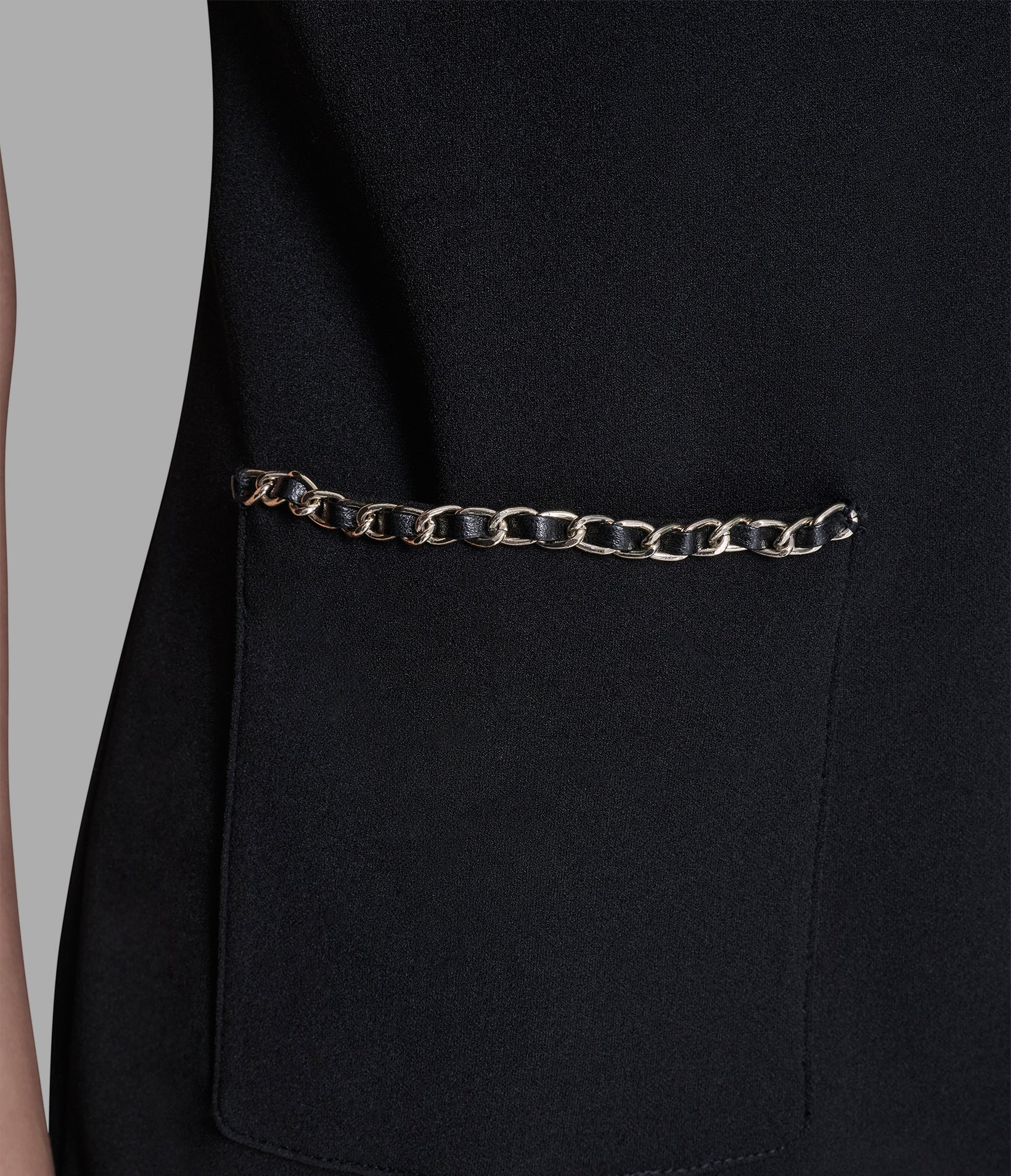 SCUBA CREPE SHIFT DRESS WITH CHAIN TRIMS VIEW 5 SCUBA CREPE SHIFT DRESS WITH CHAIN TRIMS VIEW 5