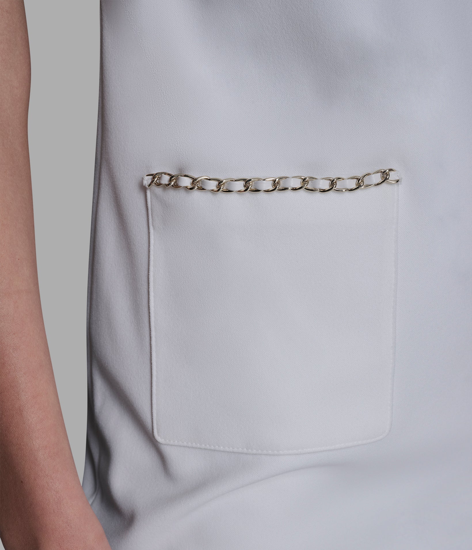 SCUBA CREPE SHIFT DRESS WITH CHAIN TRIMS VIEW 5 SCUBA CREPE SHIFT DRESS WITH CHAIN TRIMS VIEW 5