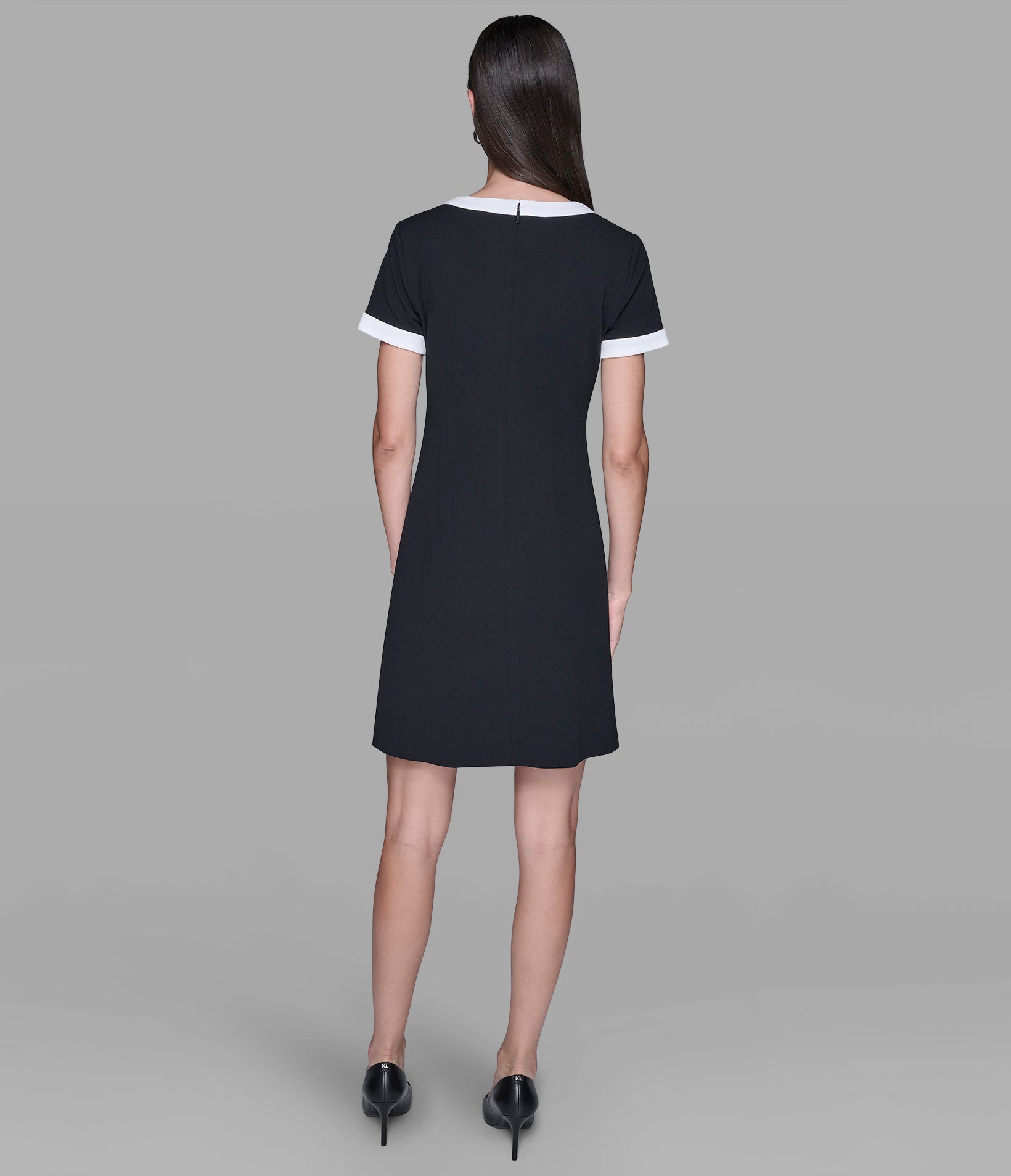 SCUBA CREPE DRESS WITH CONTRAST FRAMING View 2 | Women's Clothing SCUBA CREPE DRESS WITH CONTRAST FRAMING View 2 | Women's Clothing