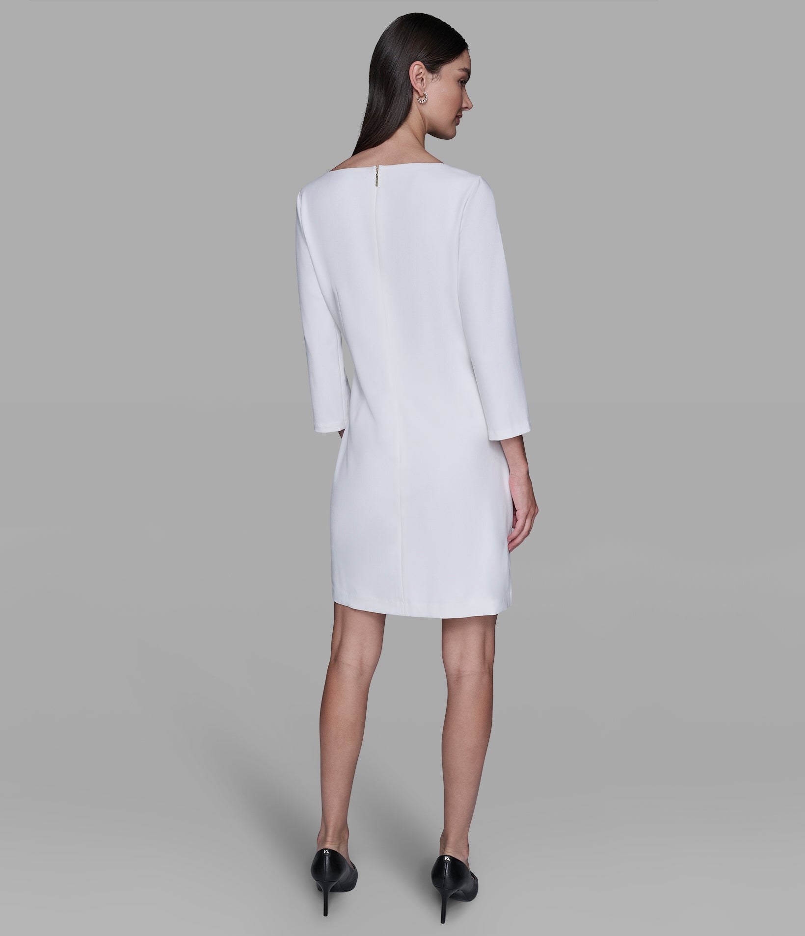 SCUBA CREPE SHEATH DRESS WITH BOW EMBELLISHMENT View 2 | Women's Clothing SCUBA CREPE SHEATH DRESS WITH BOW EMBELLISHMENT View 2 | Women's Clothing