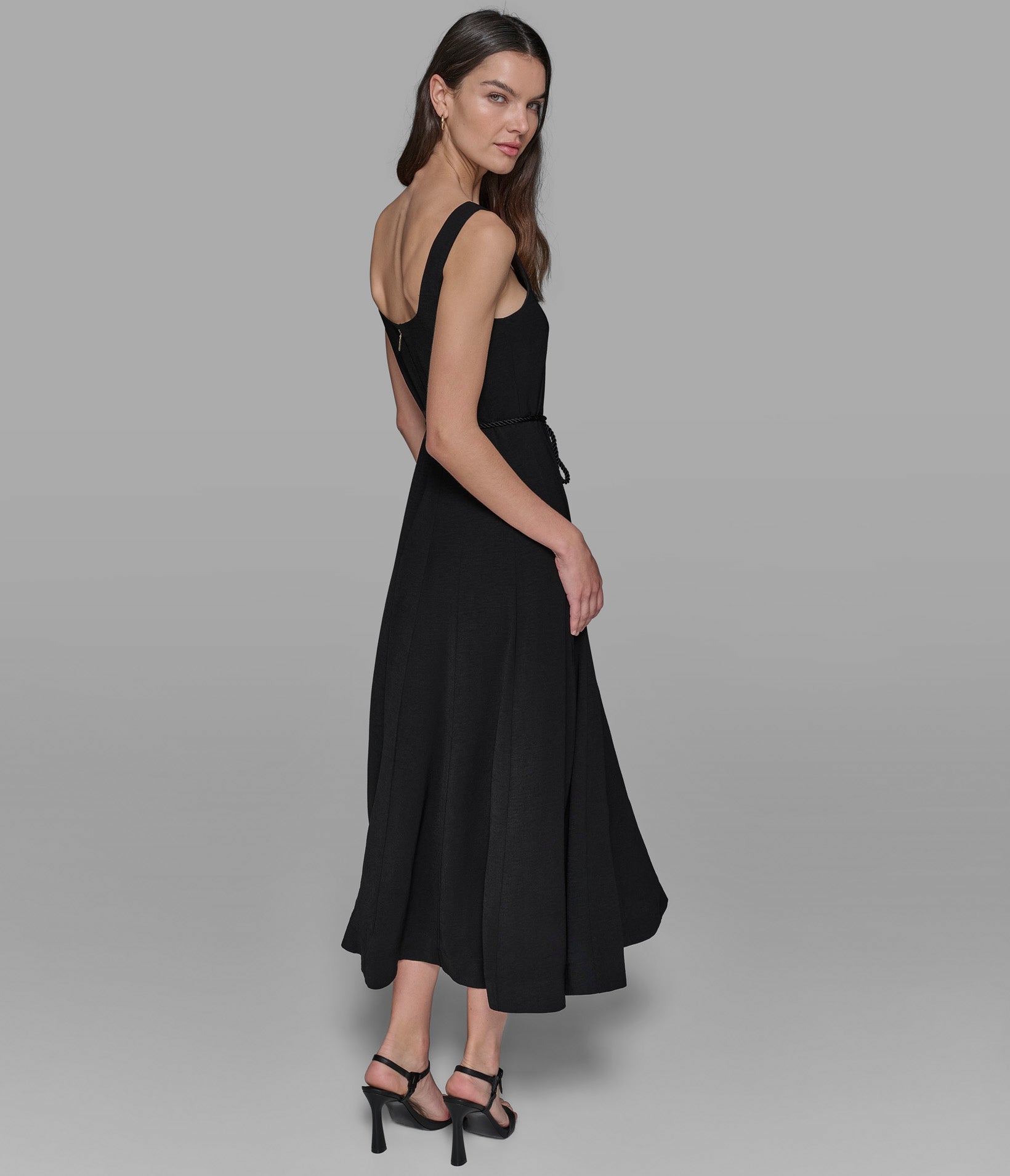 SLEEVELESS BELTED TEA LENGTH DRESS View 2 | Women's Clothing SLEEVELESS BELTED TEA LENGTH DRESS View 2 | Women's Clothing