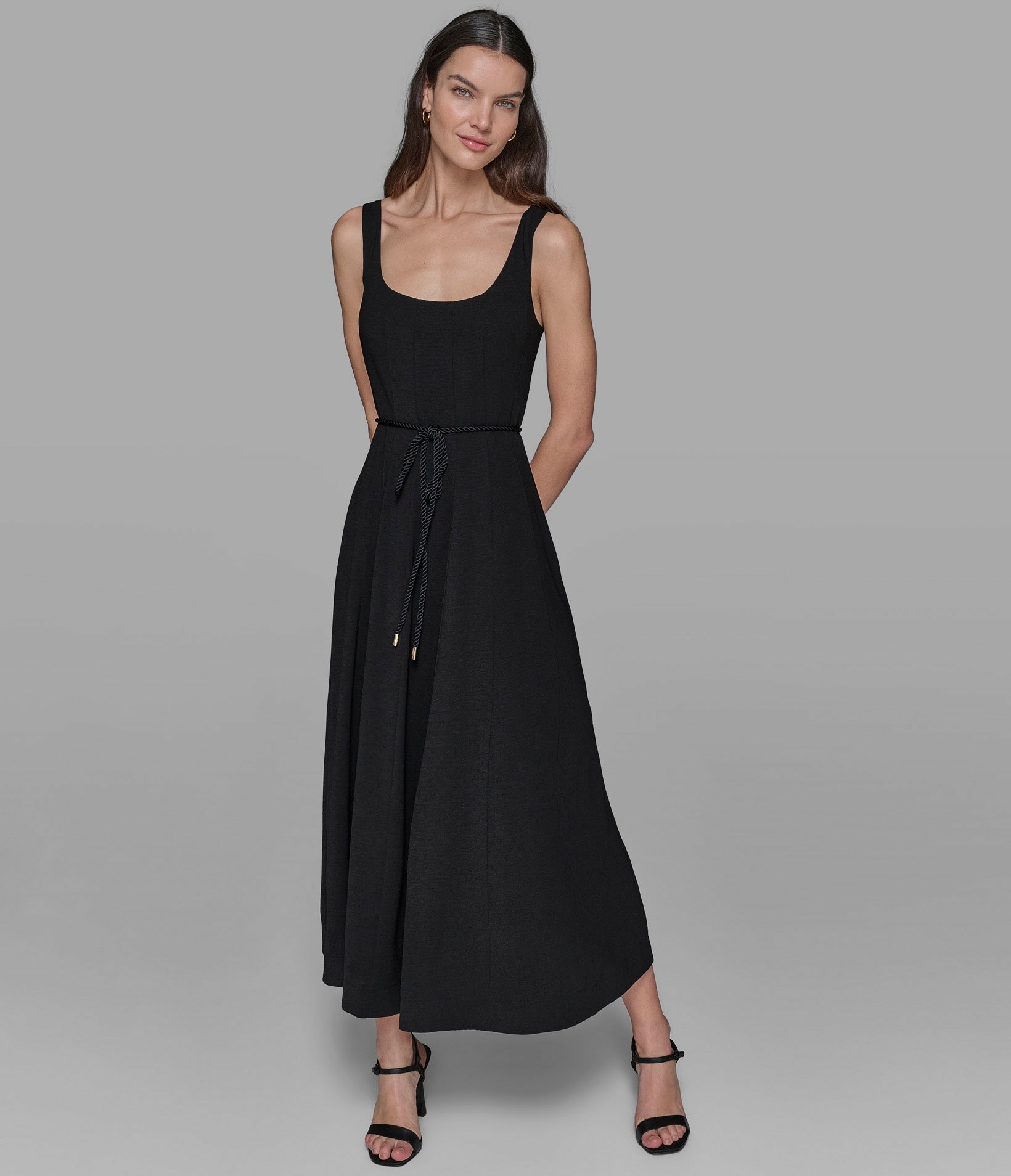 SLEEVELESS BELTED TEA LENGTH DRESS VIEW 4 | Women's Clothing SLEEVELESS BELTED TEA LENGTH DRESS VIEW 4 | Women's Clothing