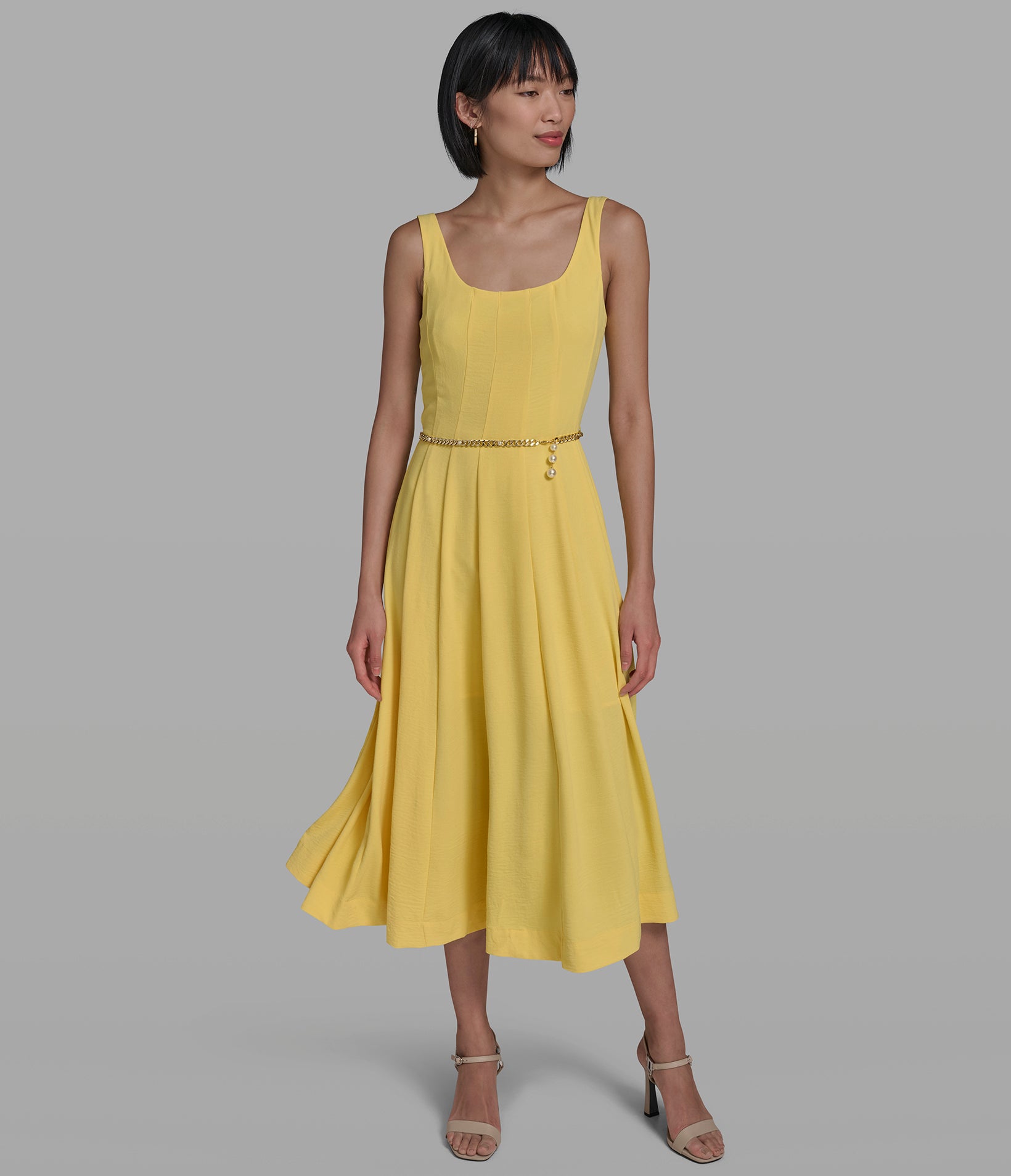 MIDI DRESS WITH CHAIN BELT View 1 | Women's Dresses & Jumpsuits MIDI DRESS WITH CHAIN BELT View 1 | Women's Dresses & Jumpsuits