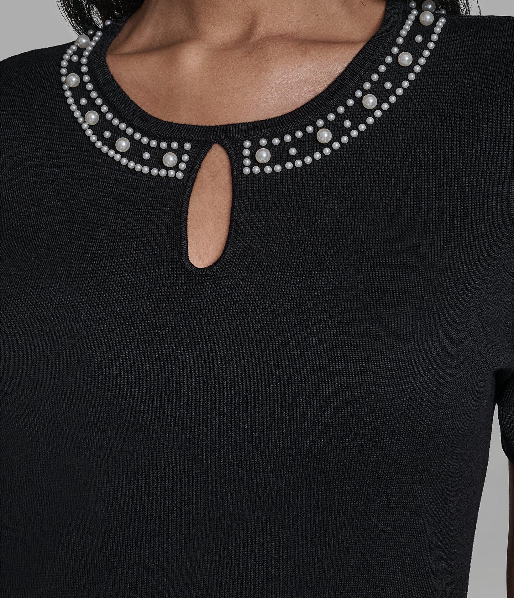 PEARL TRIM SWEATER DRESS VIEW 5 | New Women's Clothing PEARL TRIM SWEATER DRESS VIEW 5 | New Women's Clothing