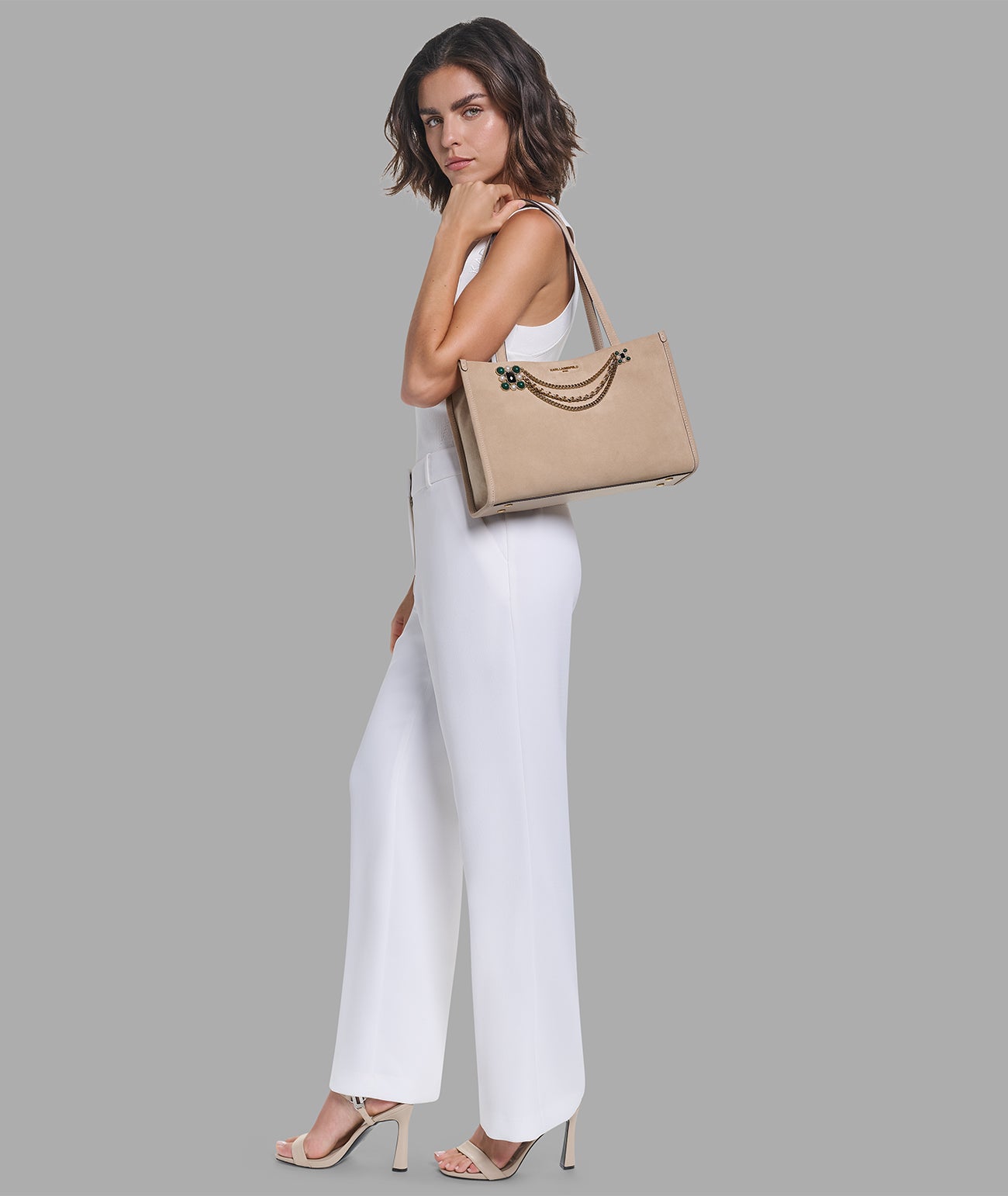 JADE SUEDE SHOPPER WITH BROCHE AND SWAG CHAIN VIEW 6 JADE SUEDE SHOPPER WITH BROCHE AND SWAG CHAIN VIEW 6