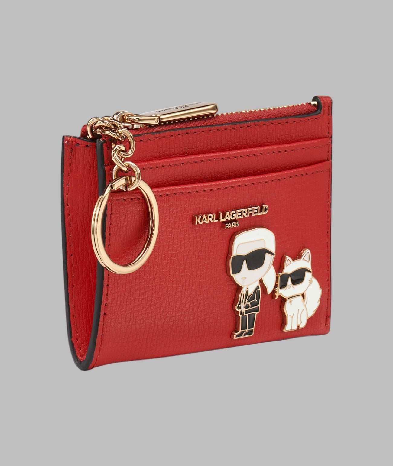 Leather Karl Et Choupette Pin Card Case | Karl Lagerfeld Paris