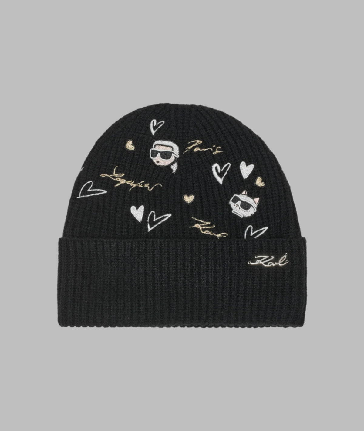 ✨Karl Lagerfeld - 2PC. Beanie Bundle (Women) Rhinestone Beanie/Logo Pin Beanie✨ Klp Logo Stud Faux Fur Pom Hat | Karl Lagerfeld Paris main image 4