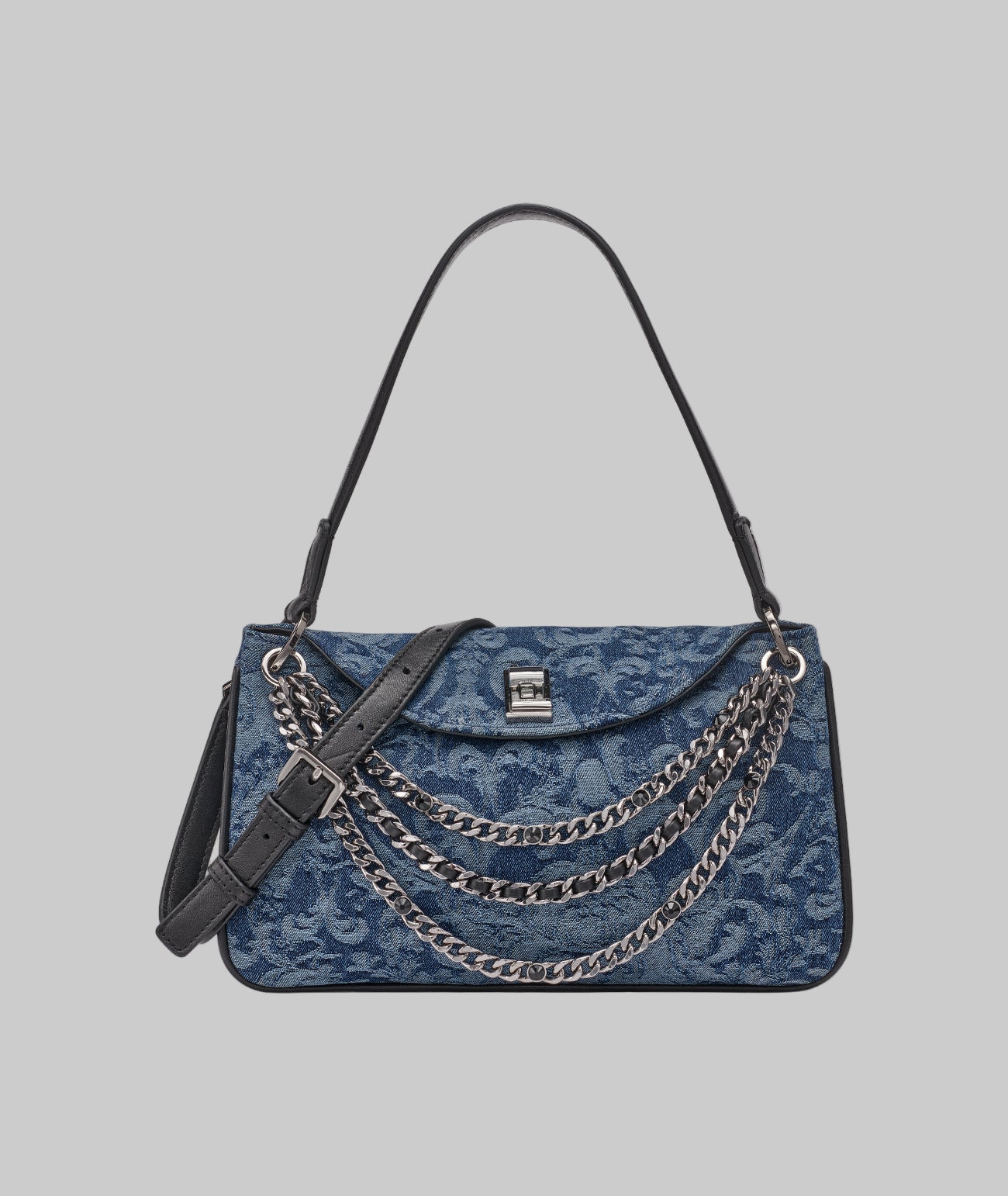 NADINE DENIM JACQUARD SHOULDER BAG View 1 | The Handbag Edit NADINE DENIM JACQUARD SHOULDER BAG View 1 | The Handbag Edit