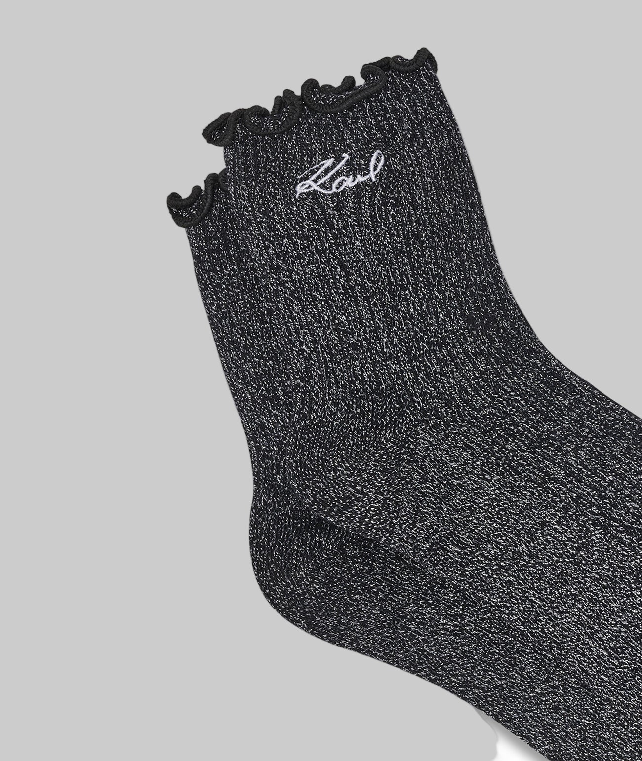 EMBROIDERED SCRIPT LOGO RUFFLE ANKLE SOCKS 2-PACK VIEW 3 EMBROIDERED SCRIPT LOGO RUFFLE ANKLE SOCKS 2-PACK VIEW 3