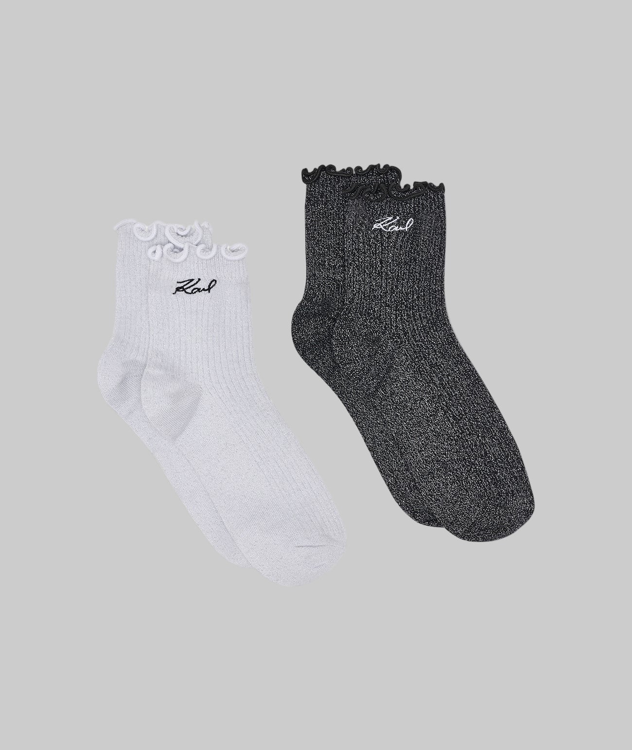 EMBROIDERED SCRIPT LOGO RUFFLE ANKLE SOCKS 2-PACK View 2 | Products EMBROIDERED SCRIPT LOGO RUFFLE ANKLE SOCKS 2-PACK View 2 | Products
