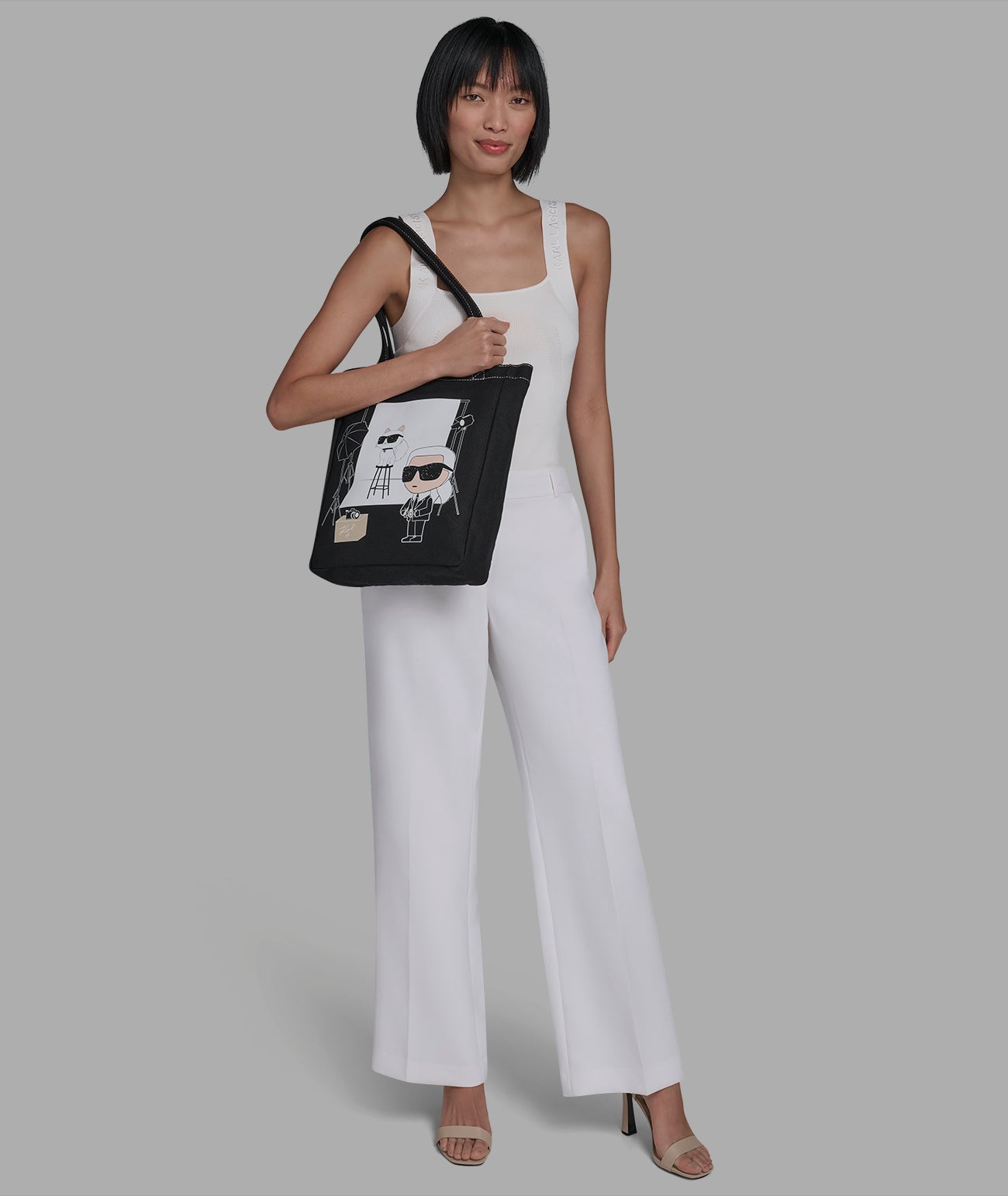 CANNES KARL & CHOUPETTE PHOTOSHOOT CANVAS TOTE VIEW 6 | Women's Totes CANNES KARL & CHOUPETTE PHOTOSHOOT CANVAS TOTE VIEW 6 | Women's Totes