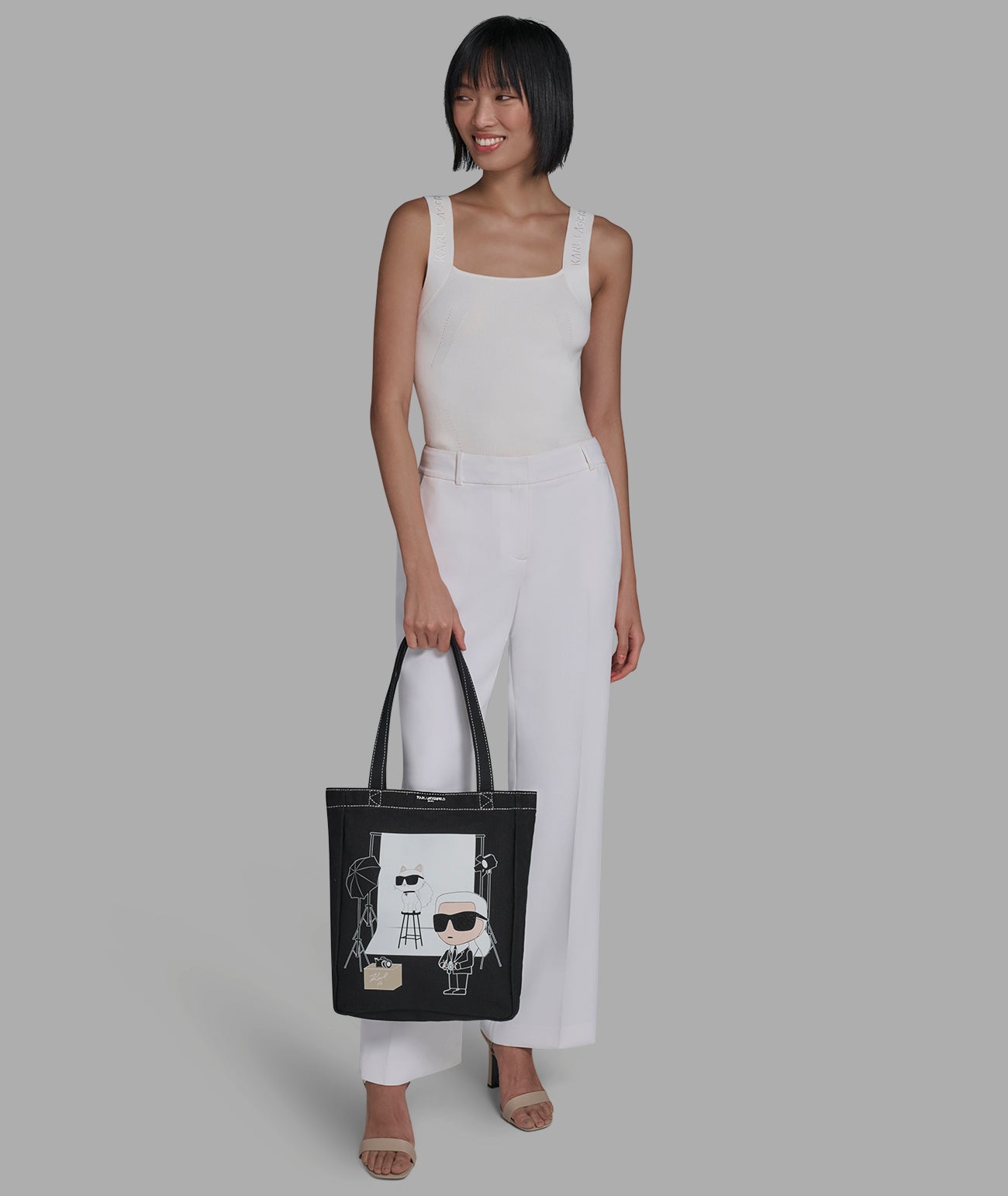 CANNES KARL & CHOUPETTE PHOTOSHOOT CANVAS TOTE VIEW 7 | Women's Totes CANNES KARL & CHOUPETTE PHOTOSHOOT CANVAS TOTE VIEW 7 | Women's Totes