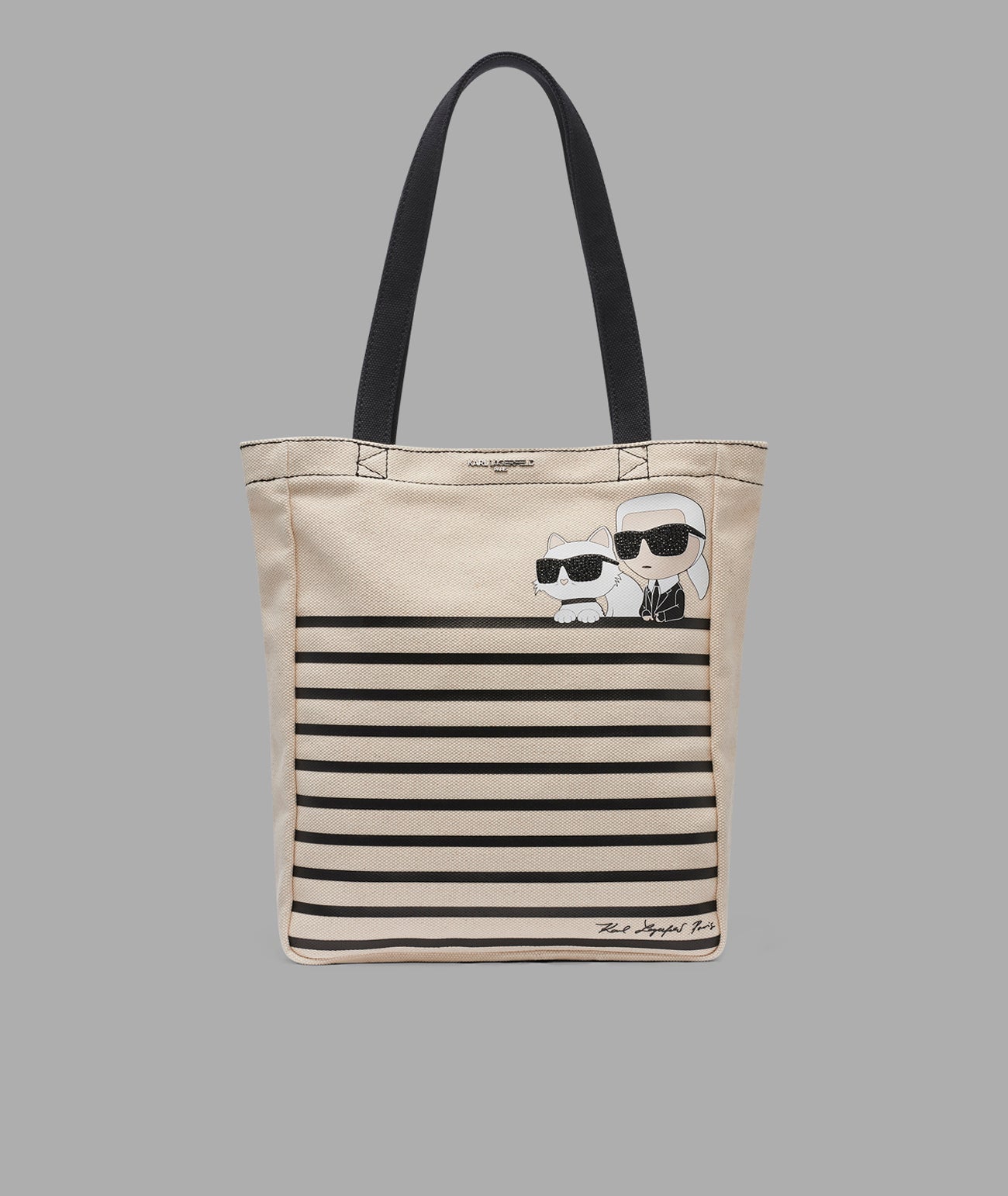 CANNES KARL & CHOUPETTE STRIPED TOTE View 1 | Products CANNES KARL & CHOUPETTE STRIPED TOTE View 1 | Products